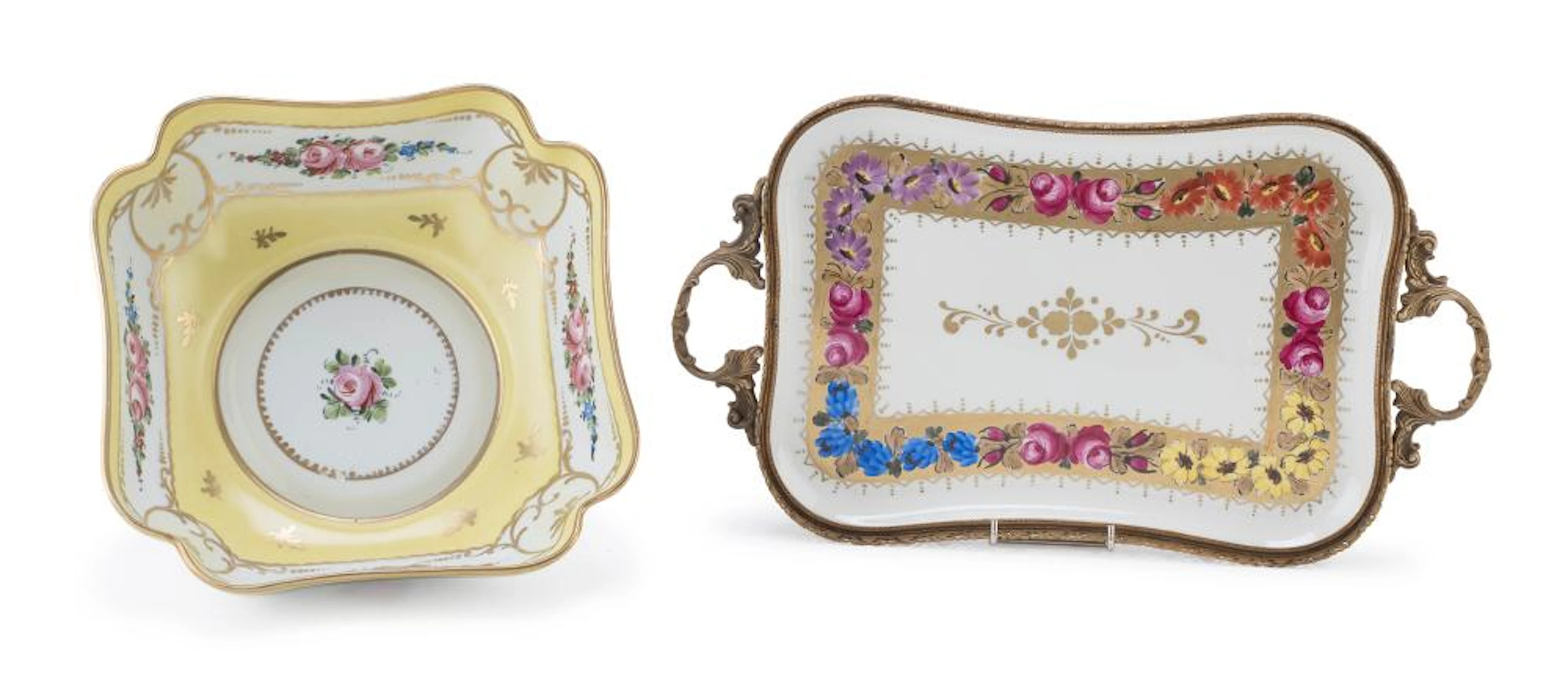 CENTERPIECE AND TRAY IN PORCELAIN, LIMOGES
