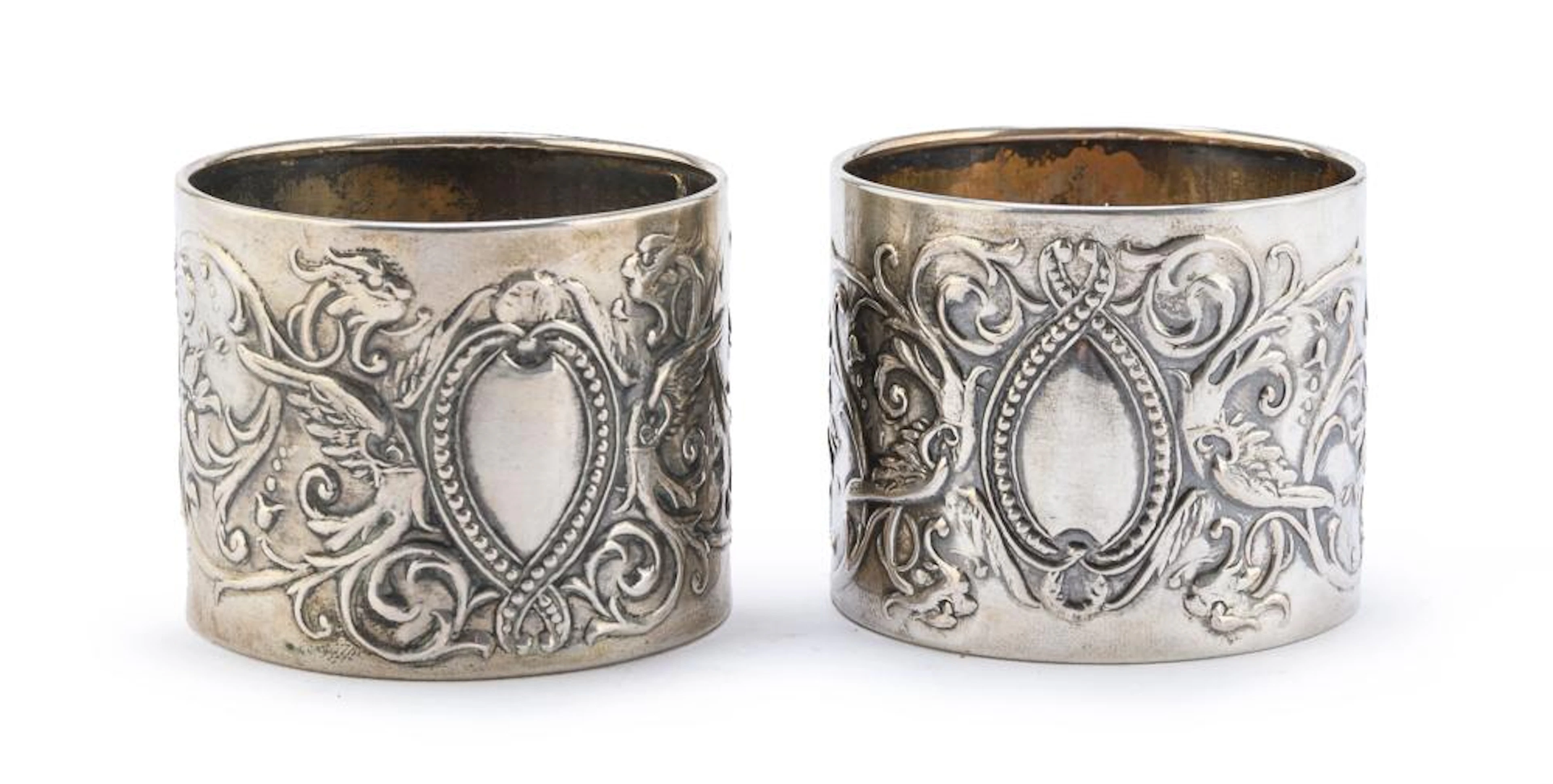 PAIR OF SILVER NAPKIN HOLDERS