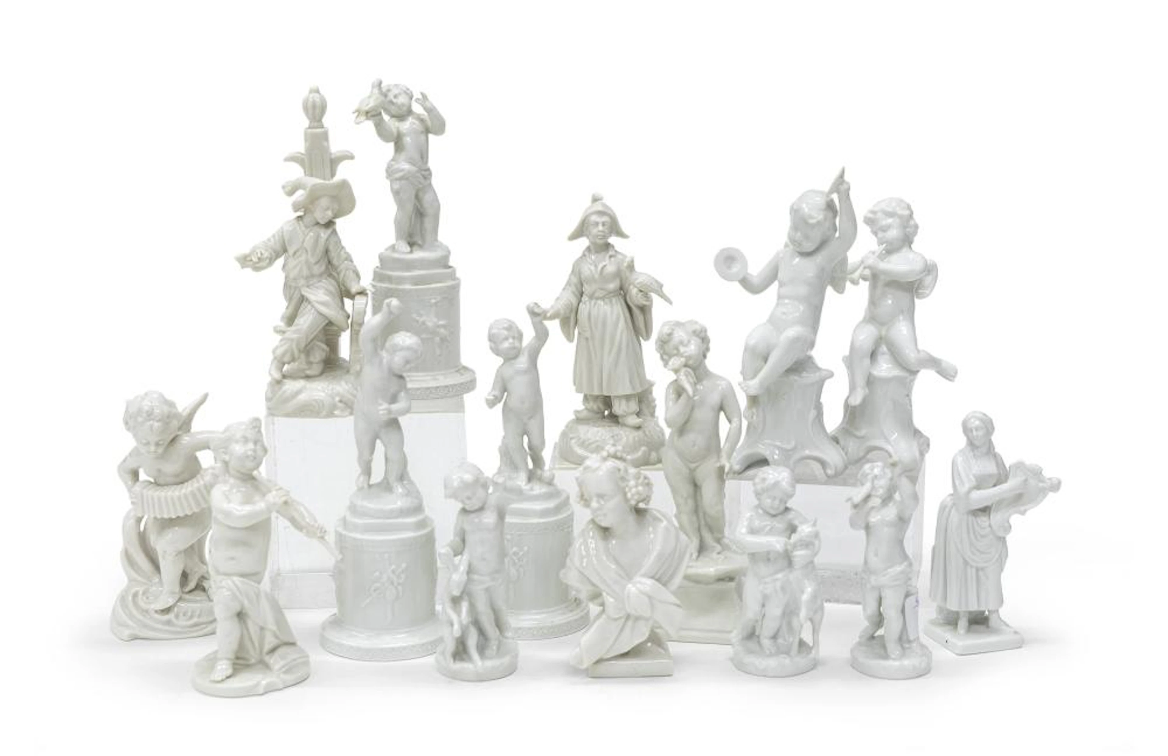 FIFTEEN PORCELAIN SCULPTURES, VARIOUS MARKS, EARLY 20TH CENTURY