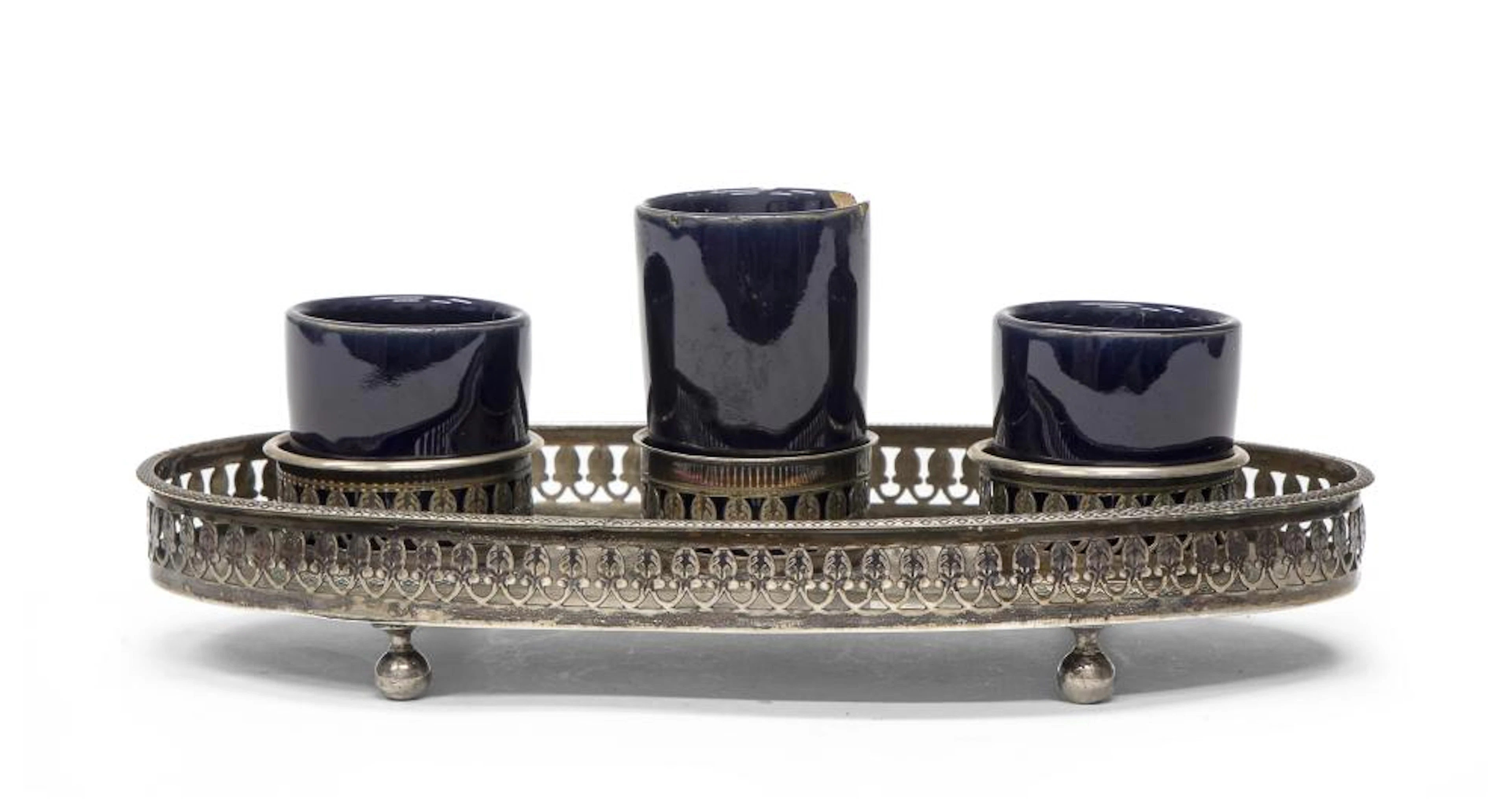 SILVER INKWELL, MILAN, approx. 1850.