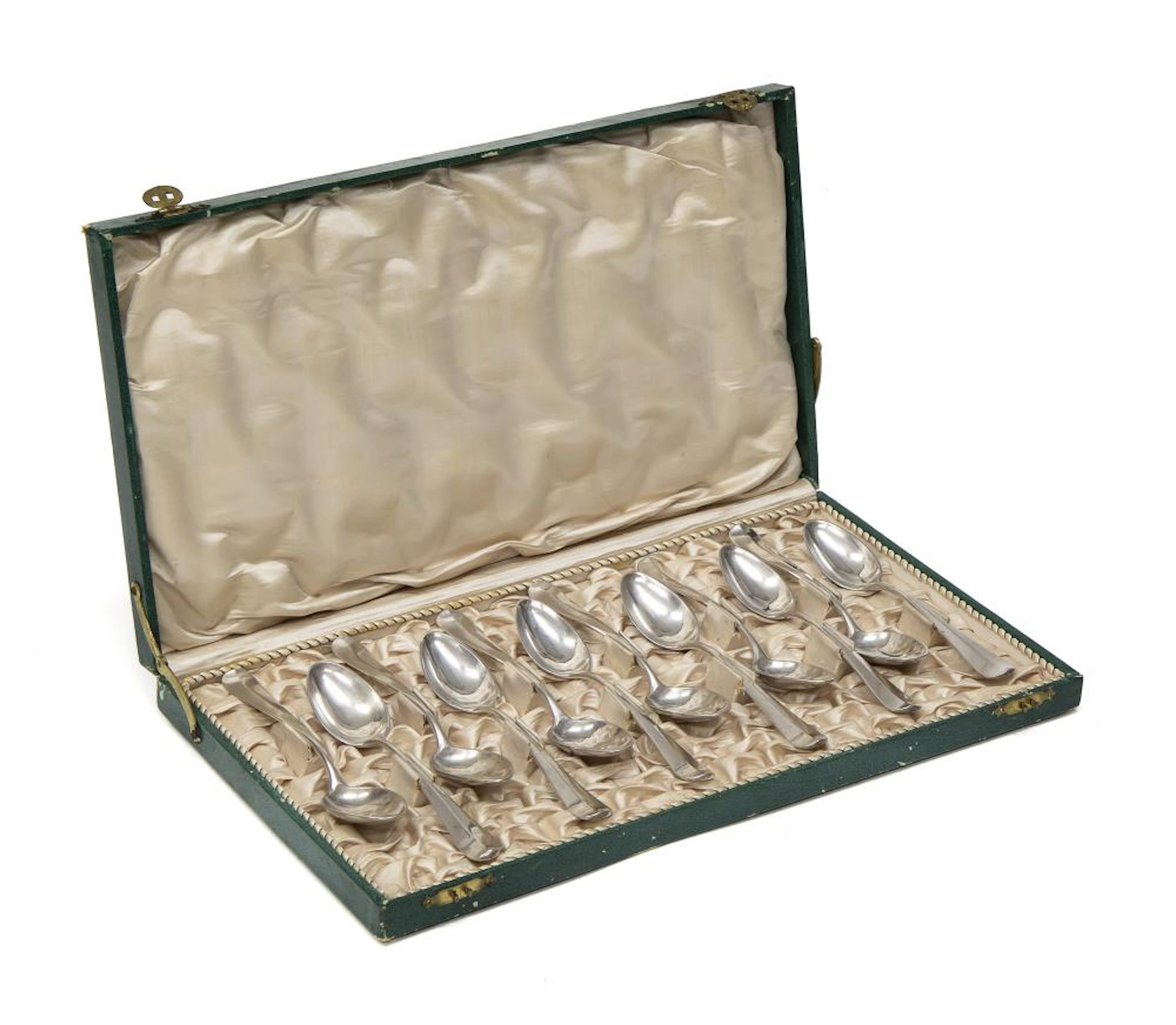 TWELVE SILVER SPOONS, GENOA, approx. 1830.