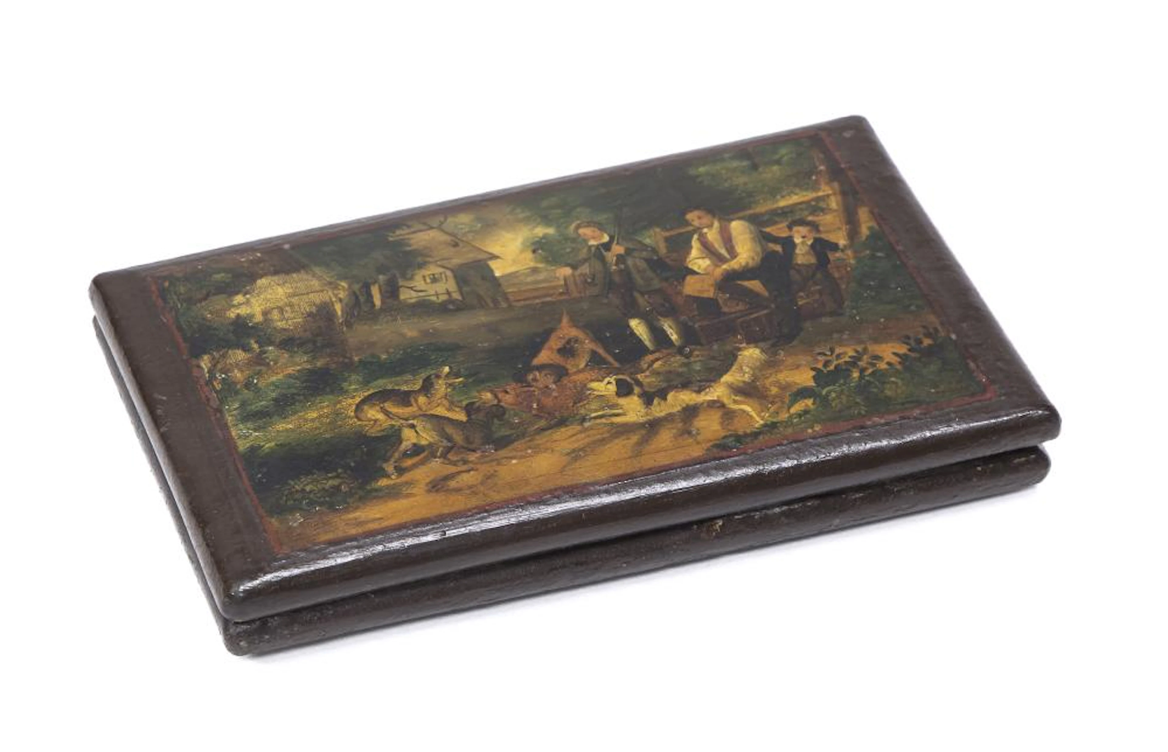 PAINTED TIN CIGARETTE BOX, PROBABLY HOLLAND, LATE 19TH CENTURY