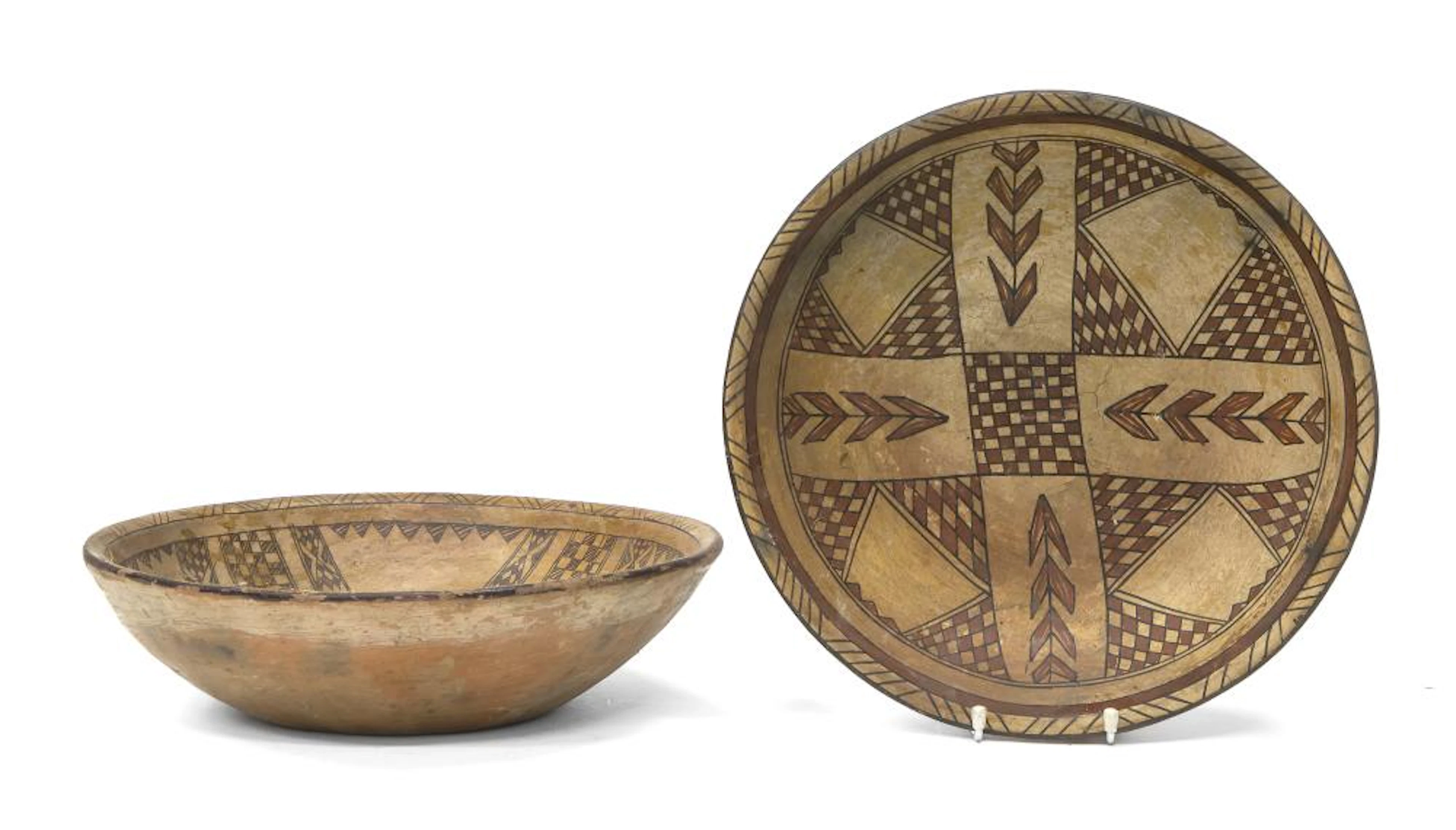 PAIR OF TERRACOTTA BOWLS, TUNISIA EARLY 20TH CENTURY