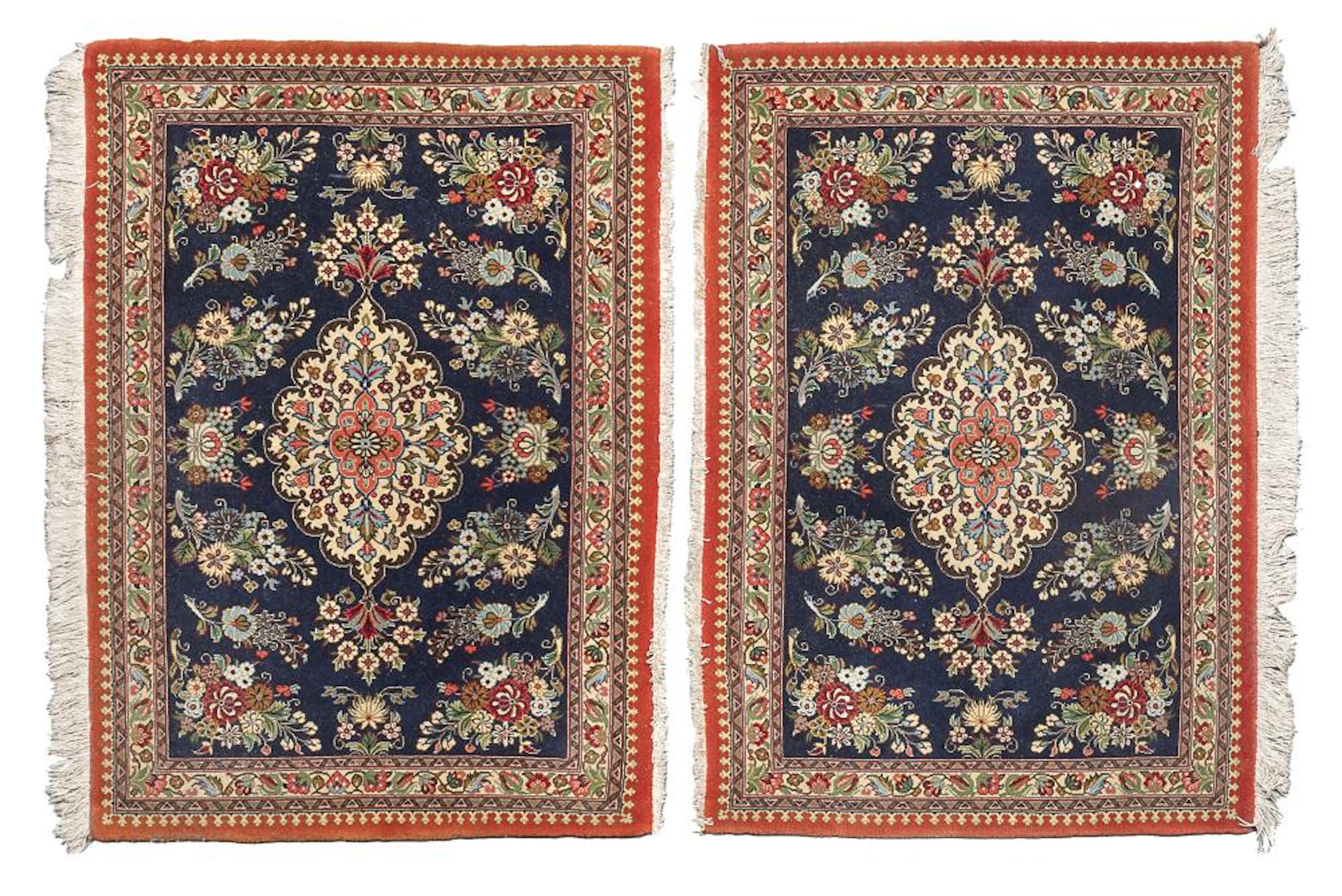 PAIR OF TABRIZ BED RUGS, MID 20TH CENTURY
