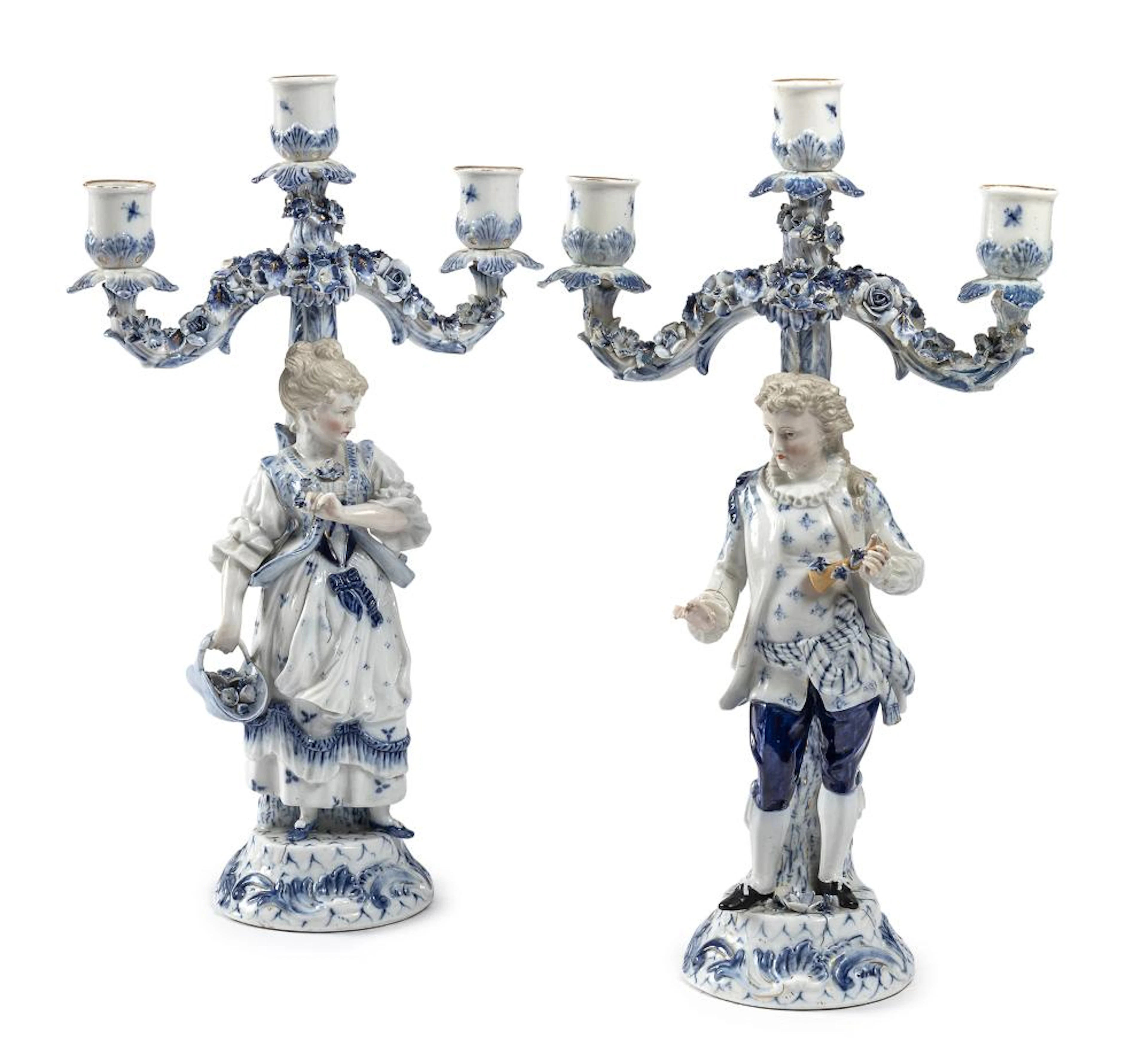 PAIR OF PORCELAIN CANDELABRA, EARLY 20TH CENTURY