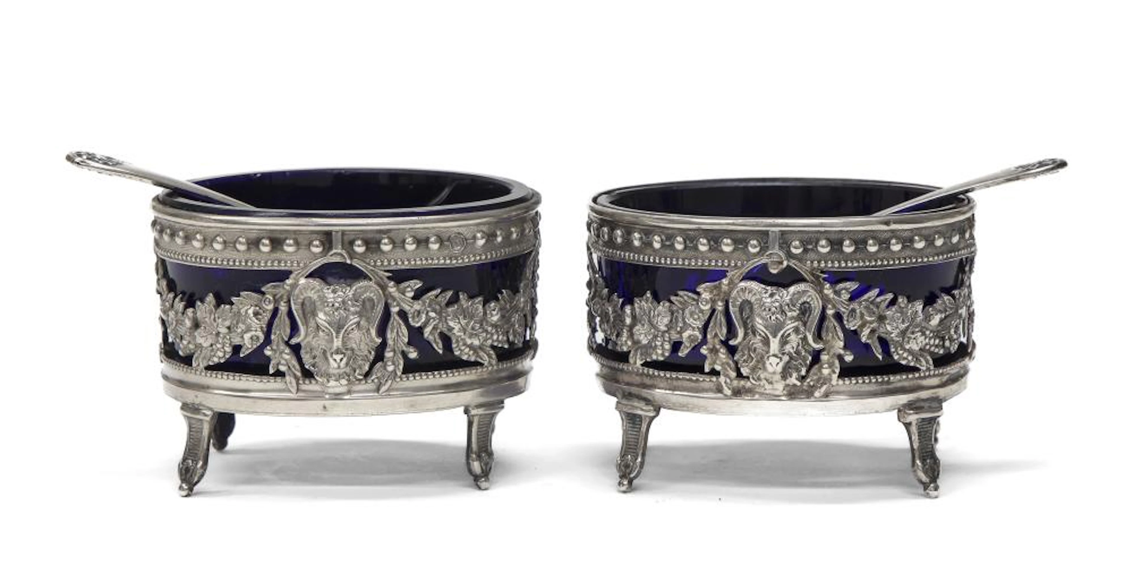 PAIR OF SILVER SALT CELLARS, FRANCE EARLY 19TH CENTURY