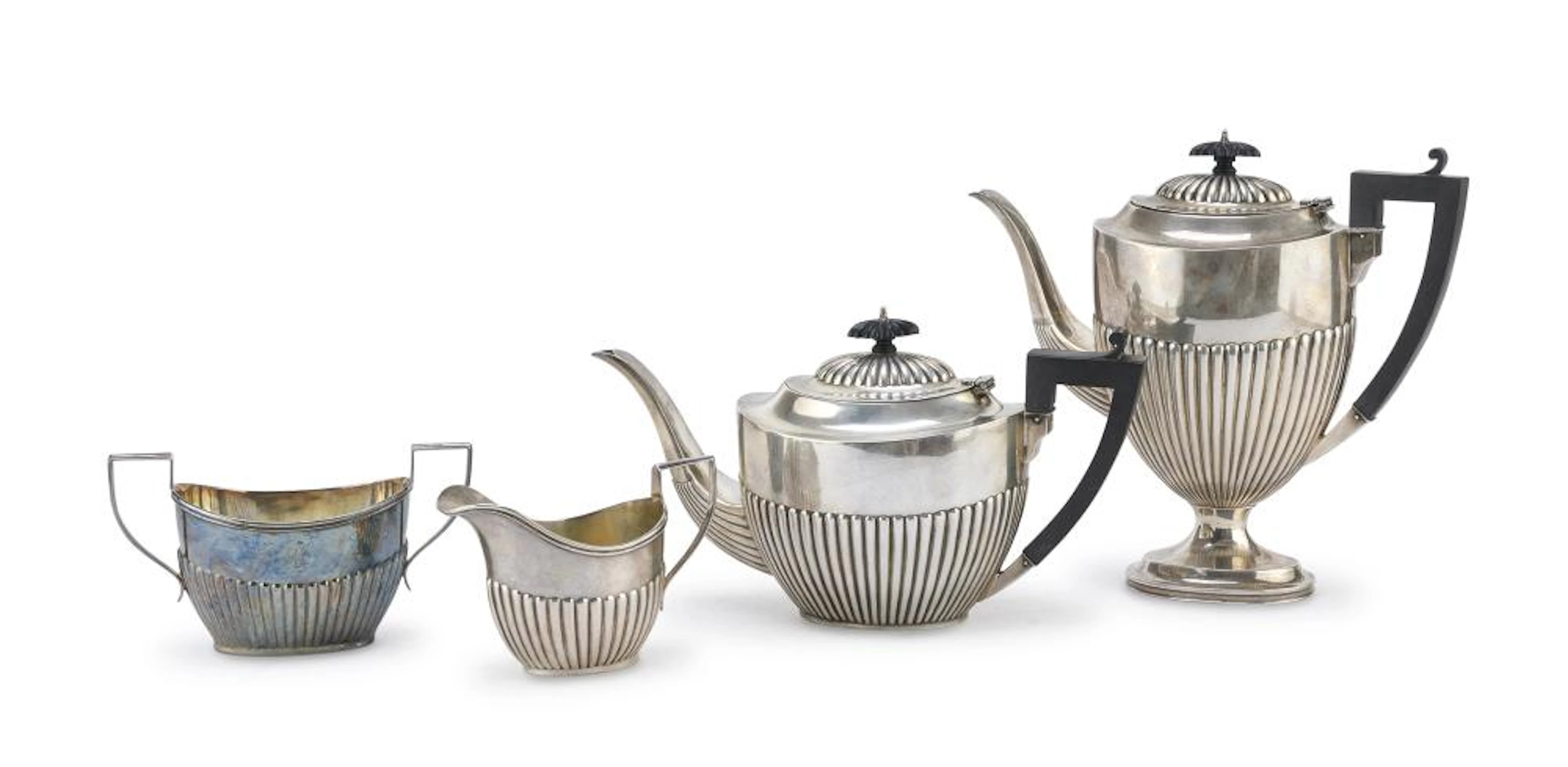 SILVER TEA AND COFFEE SET, UNITED KINGDOM 19th CENTURY