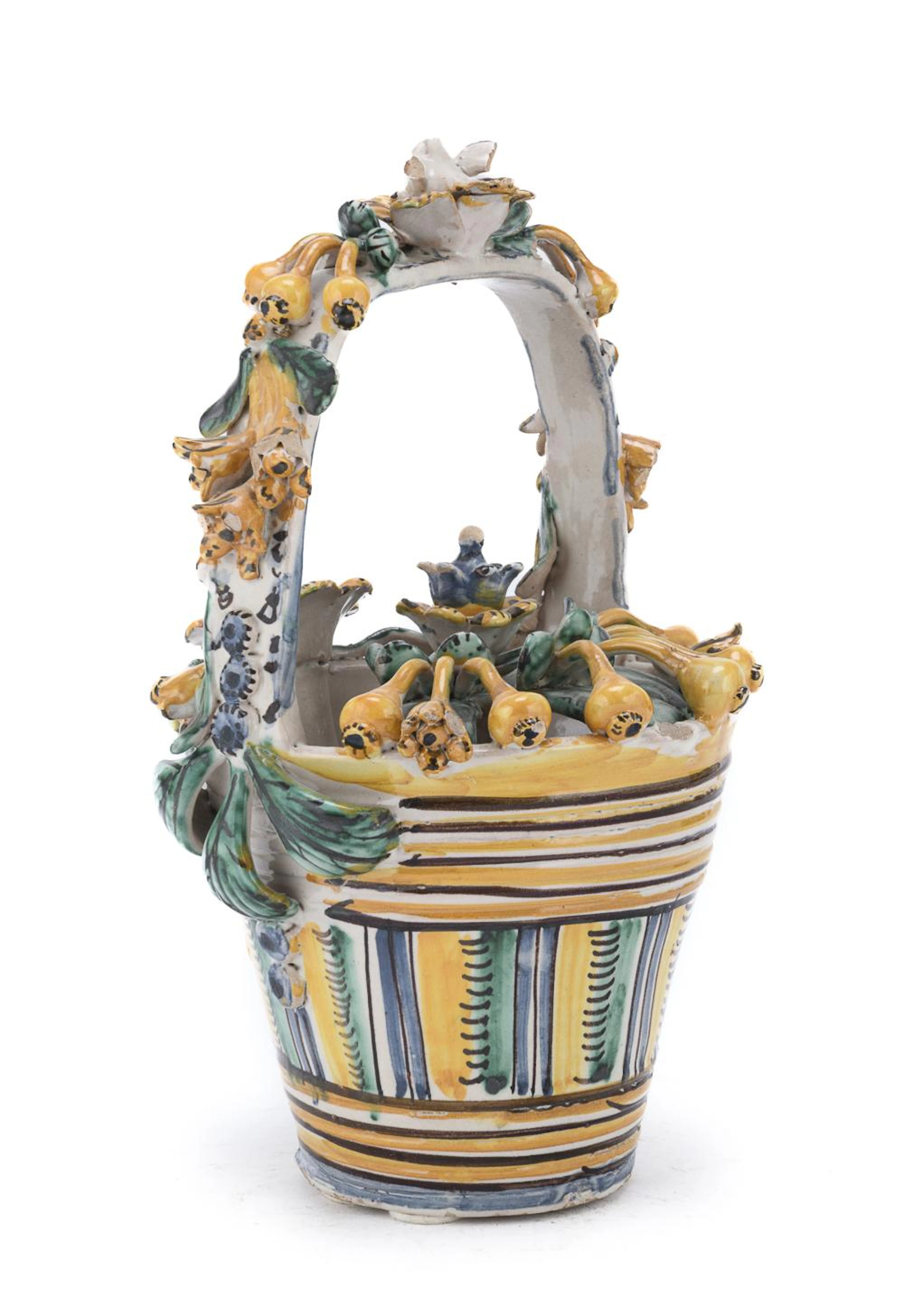 MAIOLICA BASKET, ARIANO IRPINO 19TH CENTURY