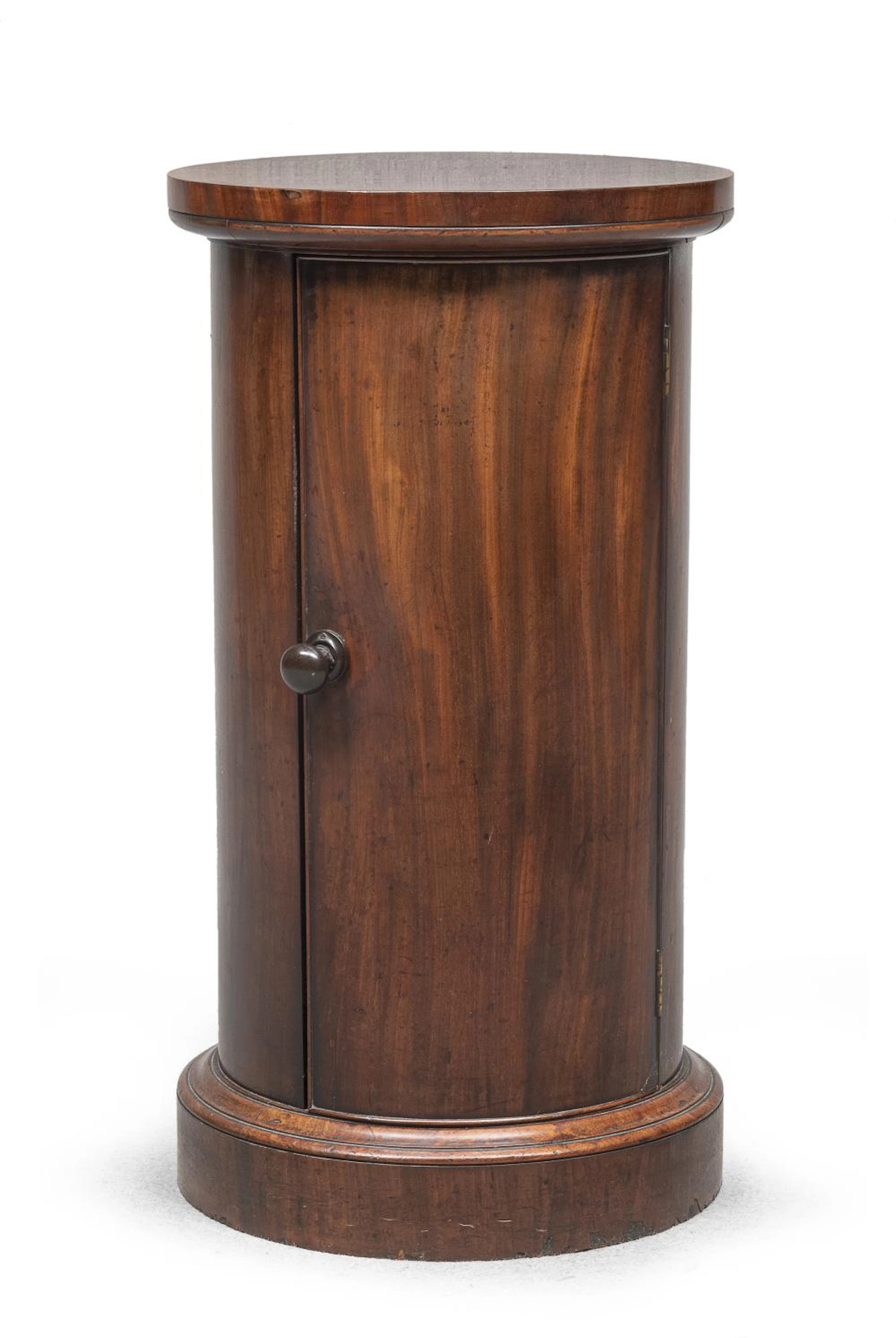 MAHOGANY CYLINDER BEDSIDE TABLE, LATE 19TH CENTURY