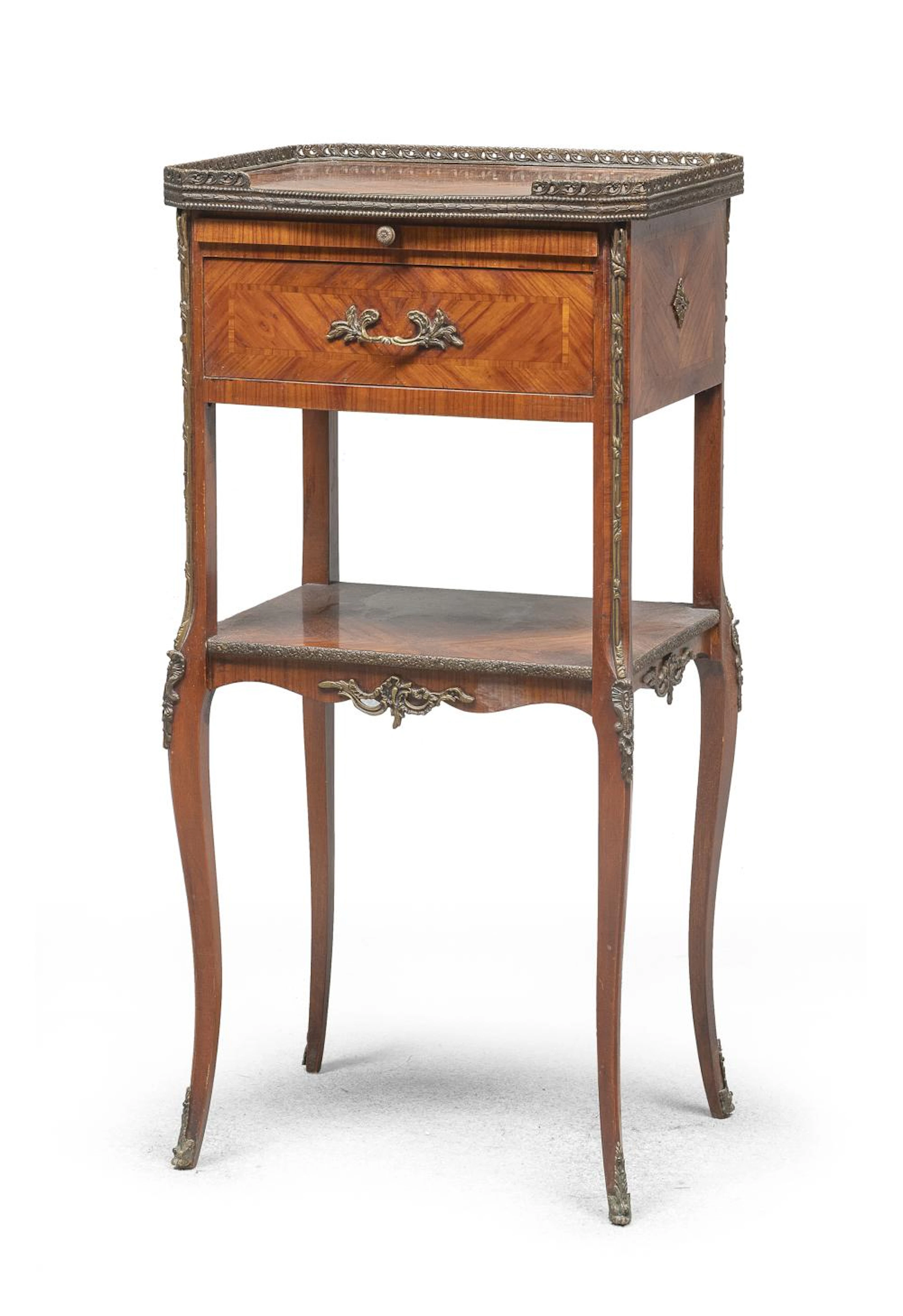 BEDSIDE TABLE IN BOIS DE ROSE, FRANCE EARLY 20TH CENTURY