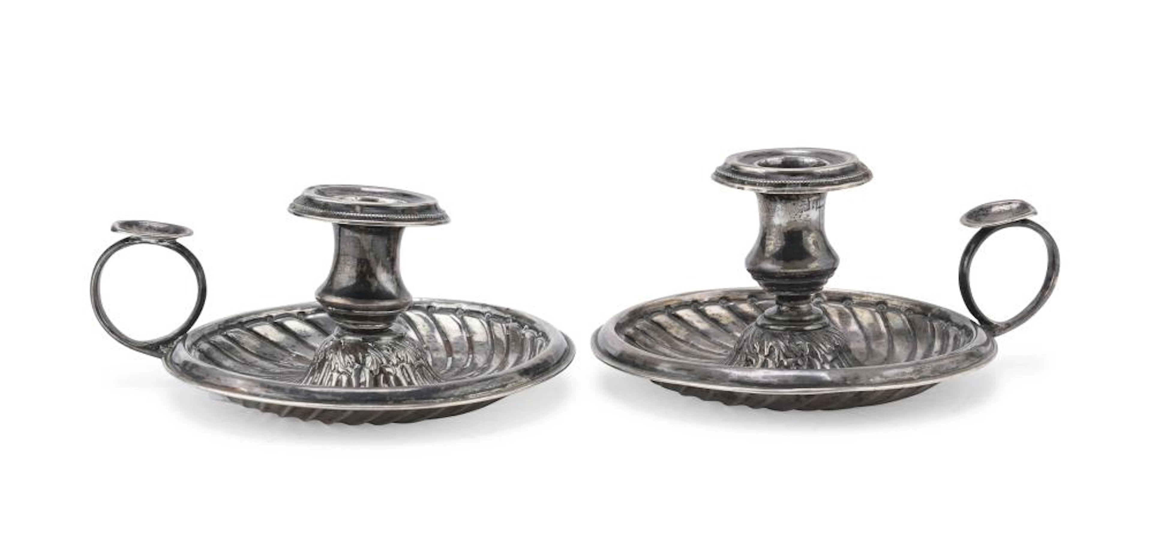 PAIR OF SILVER CANDLESTICKS, EARLY 19TH CENTURY