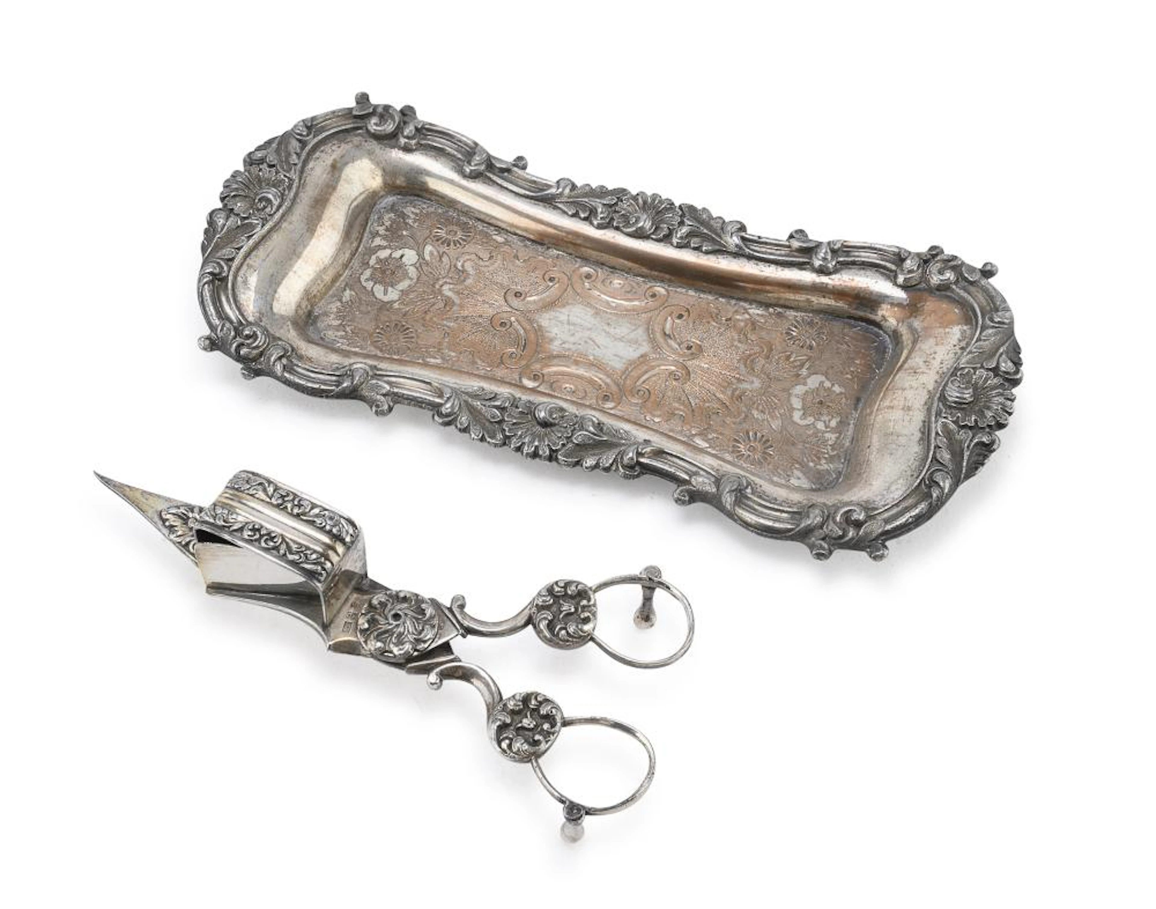 SILVER-PLATED CANDLE SCISSORS, VICTORIAN PERIOD