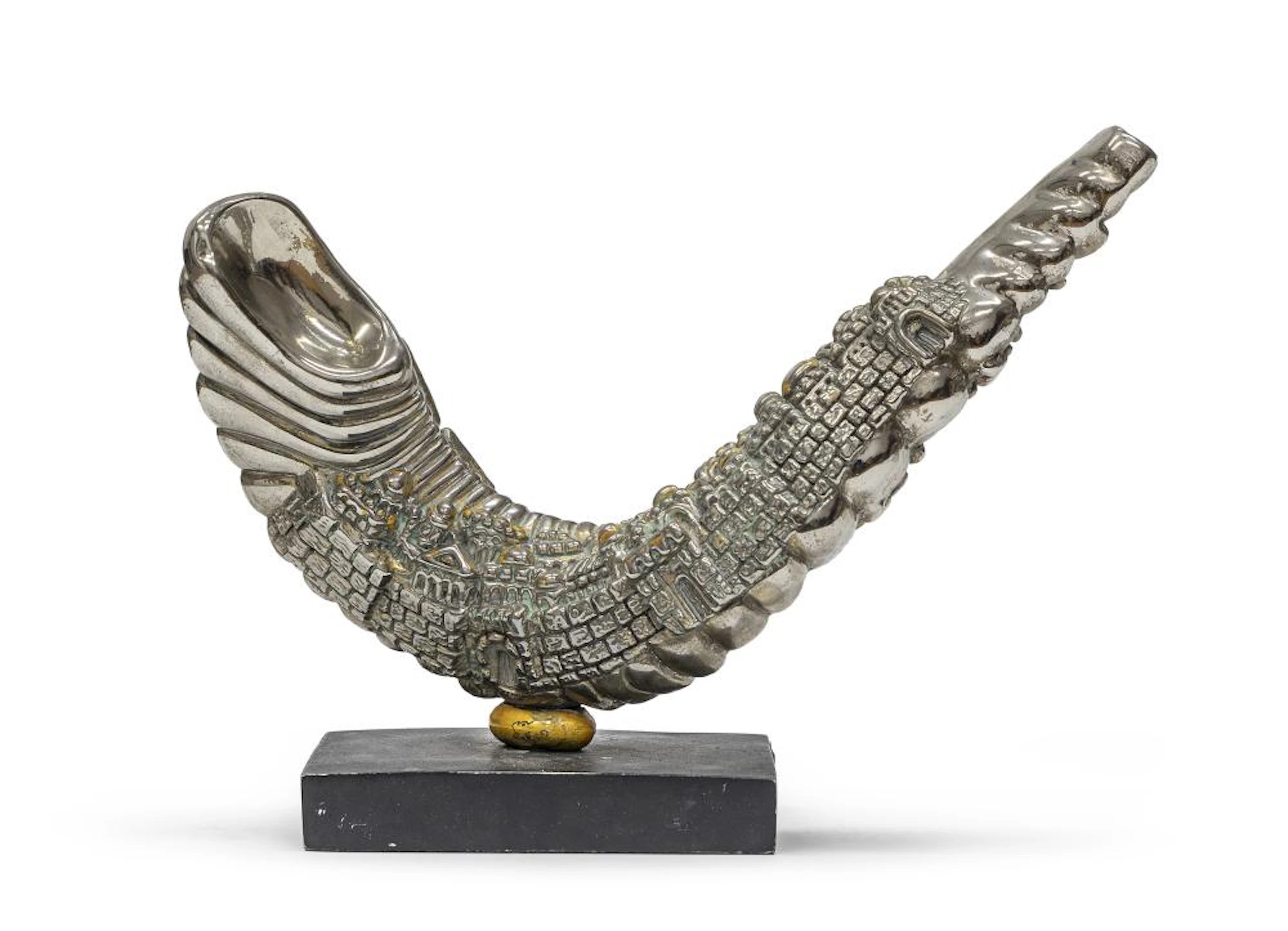 SILVER LAMINATED STUCCO SCULPTURE, 20TH CENTURY