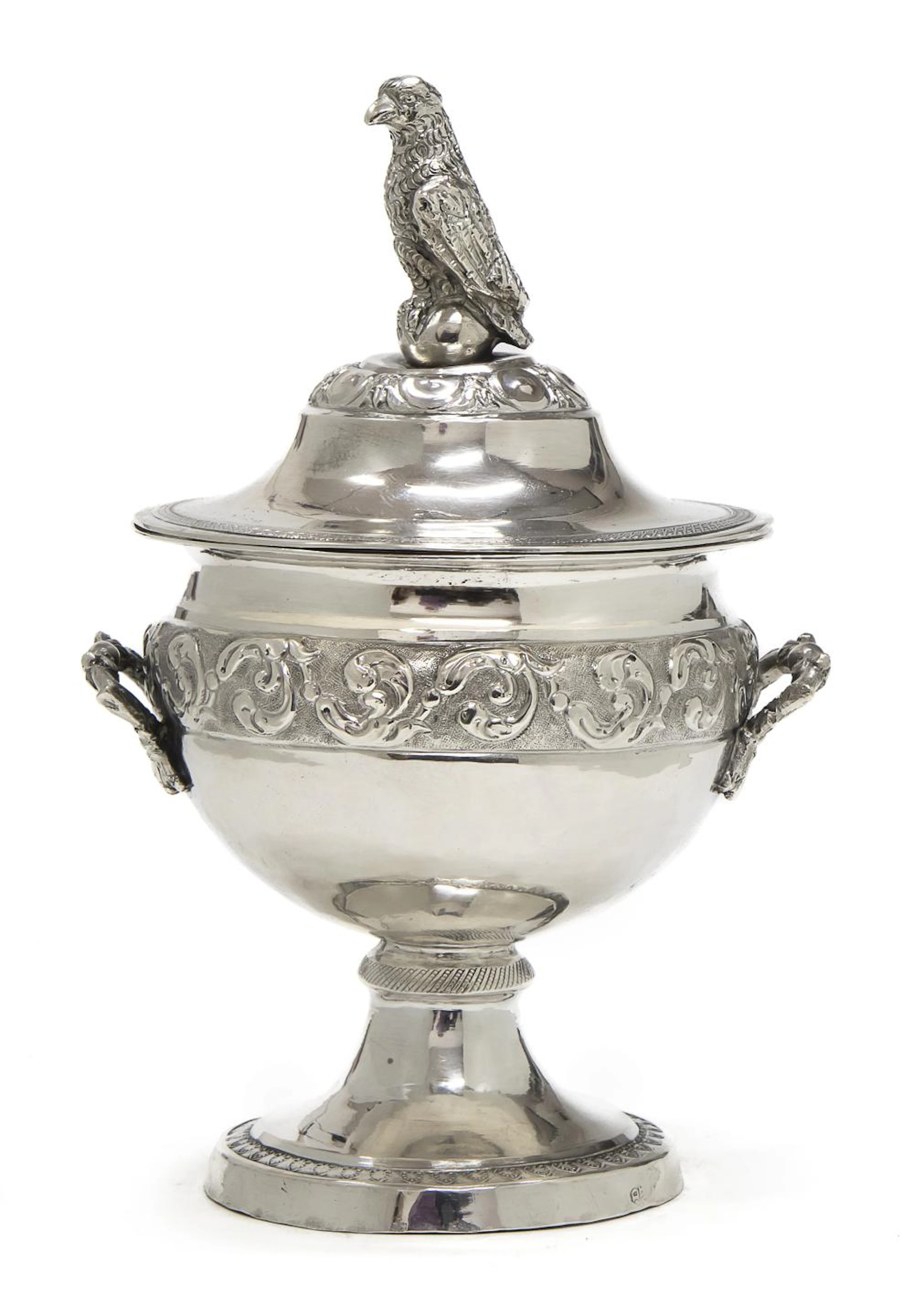 SILVER SUGAR BOWL, NAPLES, approx. 1830.
