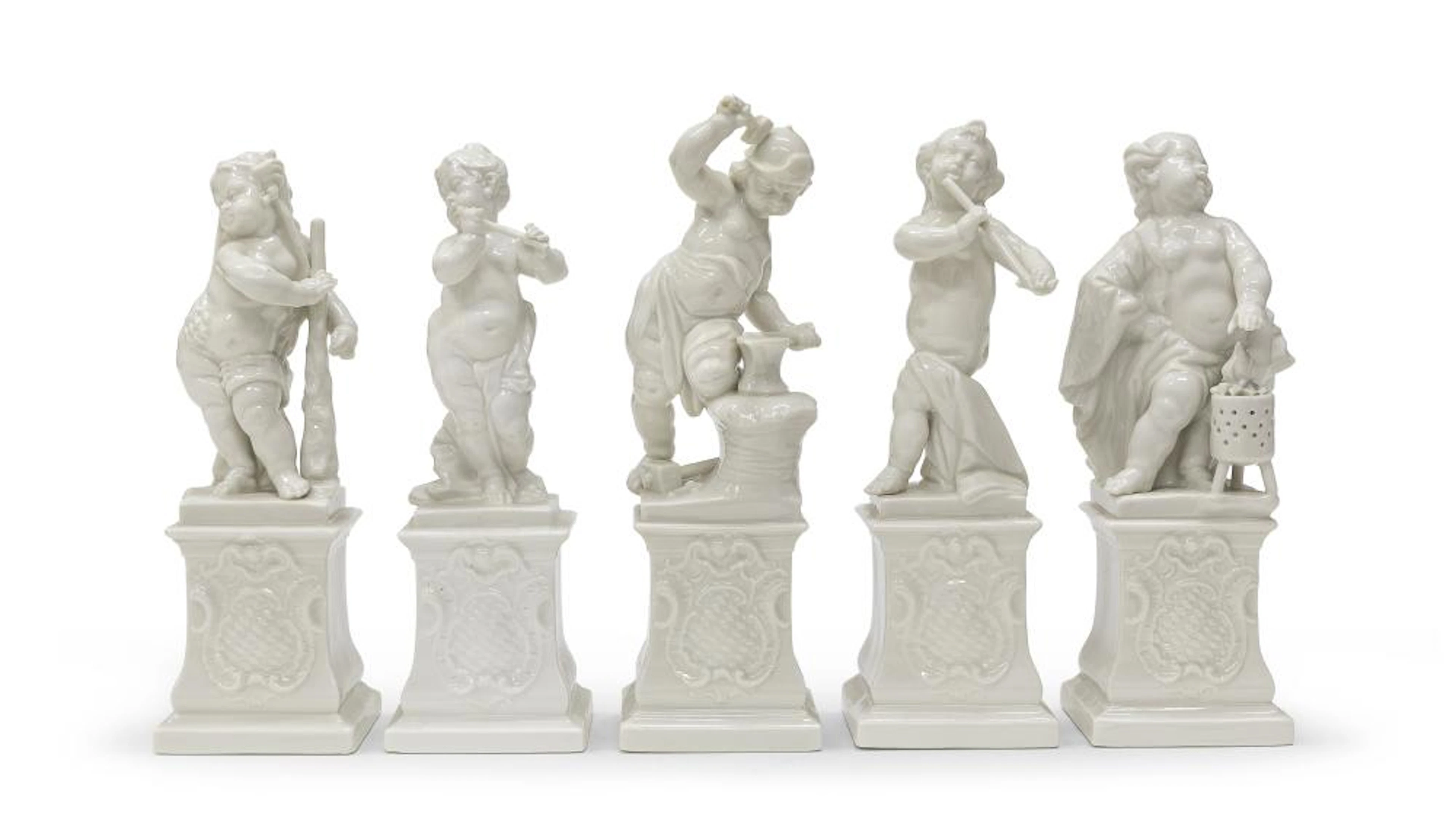 FIVE PORCELAIN SCULPTURES, NYMPHENBURG EARLY 20TH CENTURY