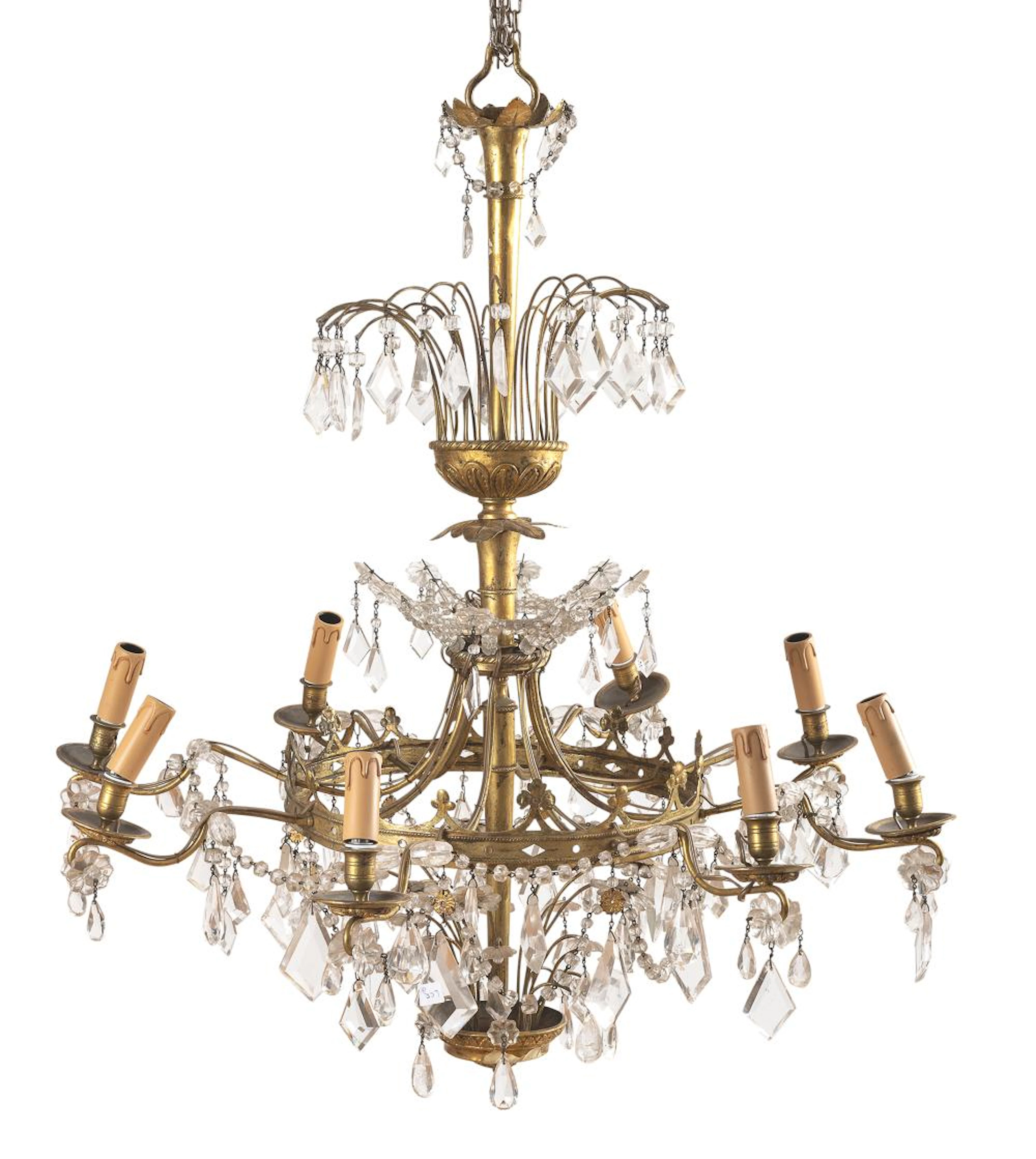 GILDED METAL CHANDELIER, NEO-GOTHIC PERIOD