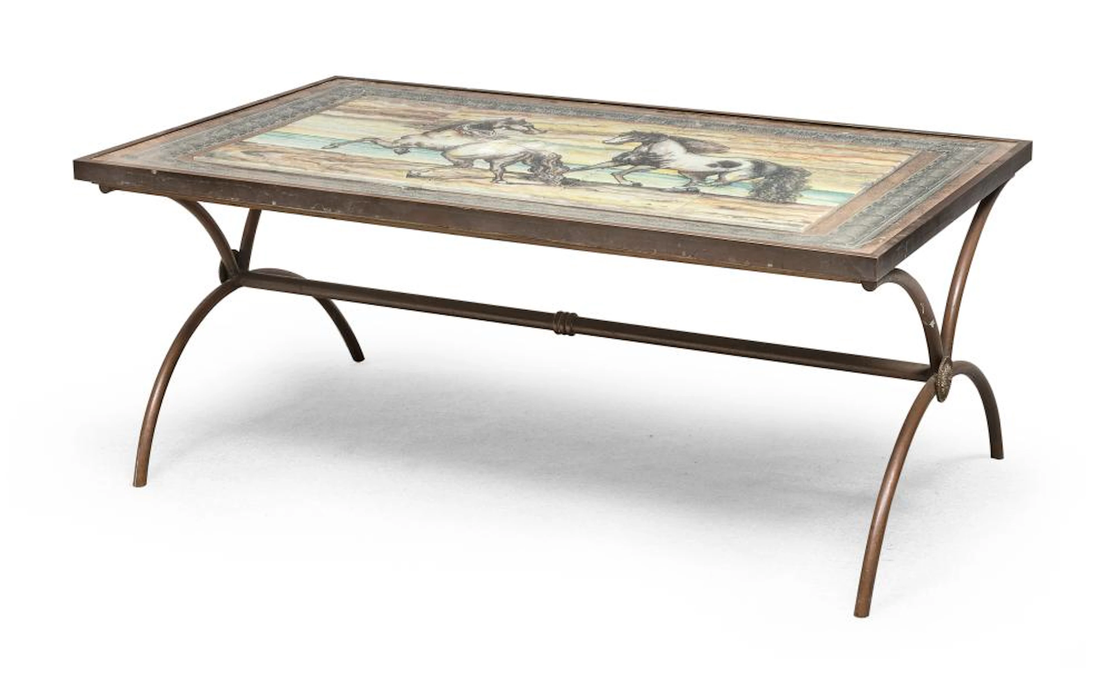 COFFEE TABLE WITH MAJOLICA, 1960s