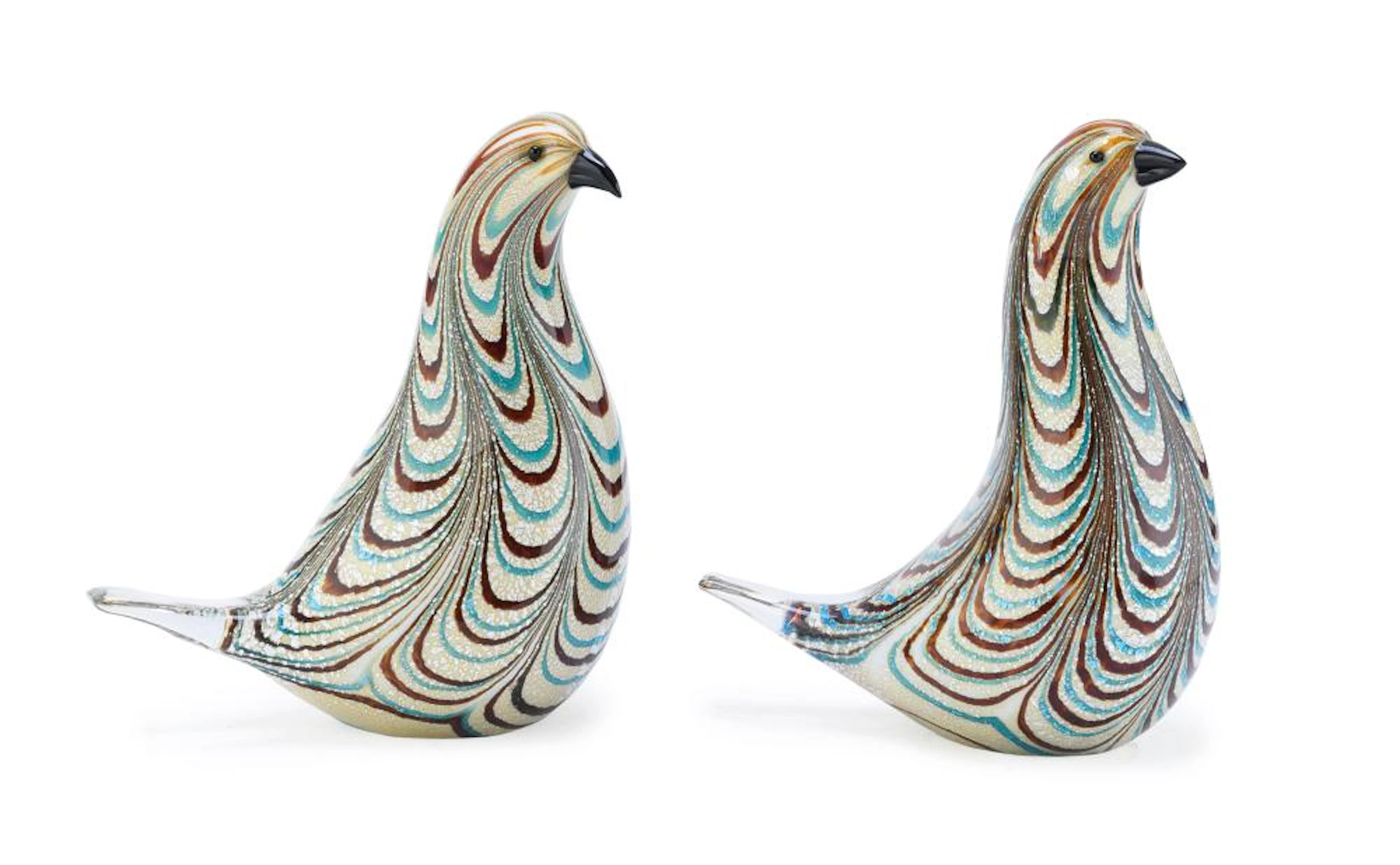 PAIR OF GLASS PENGUINS, MURANO 1960s