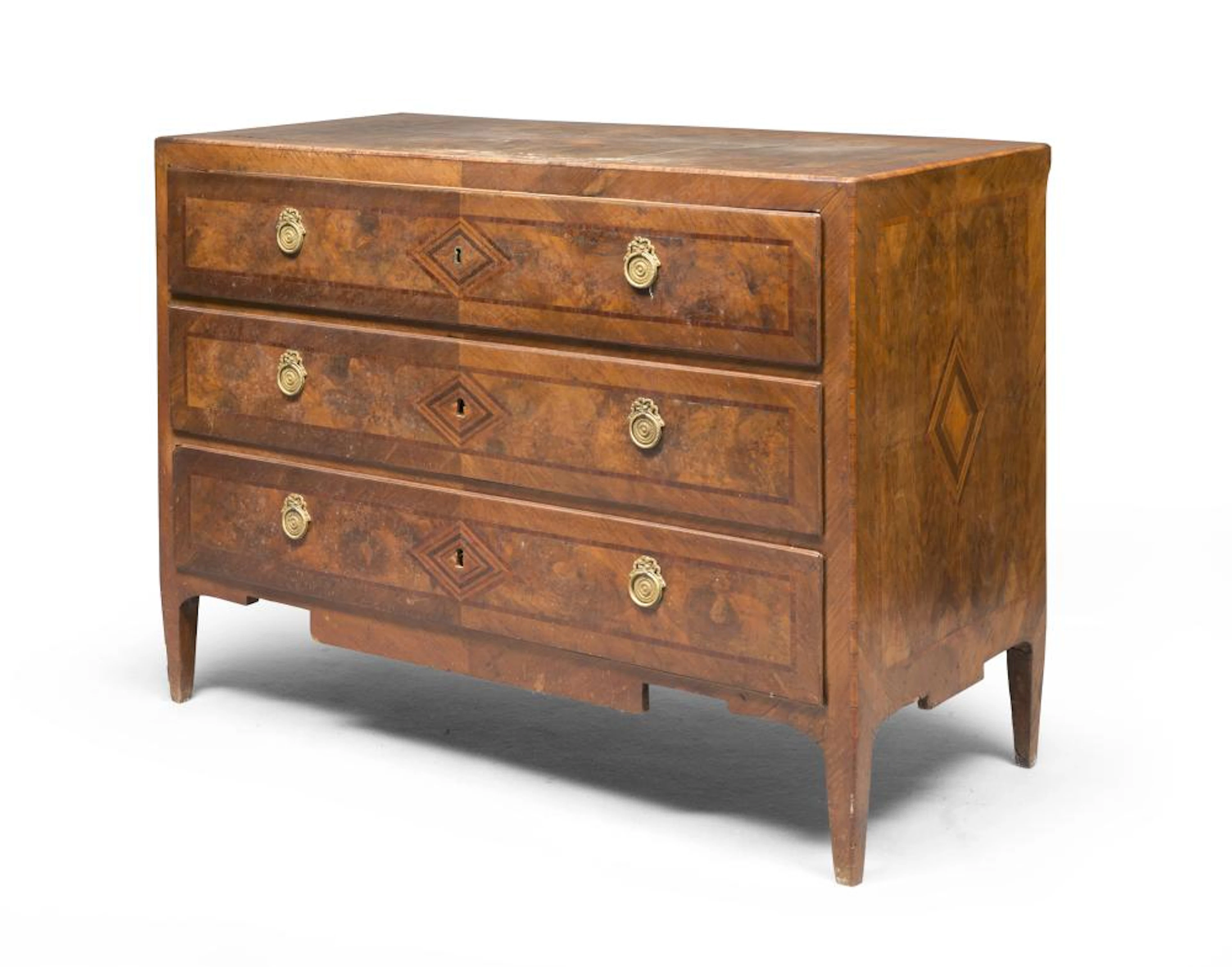 BEAUTIFUL COMMODE IN WALNUT AND WALNUT ROOT EMILIA PERIOD LUIGI XVI