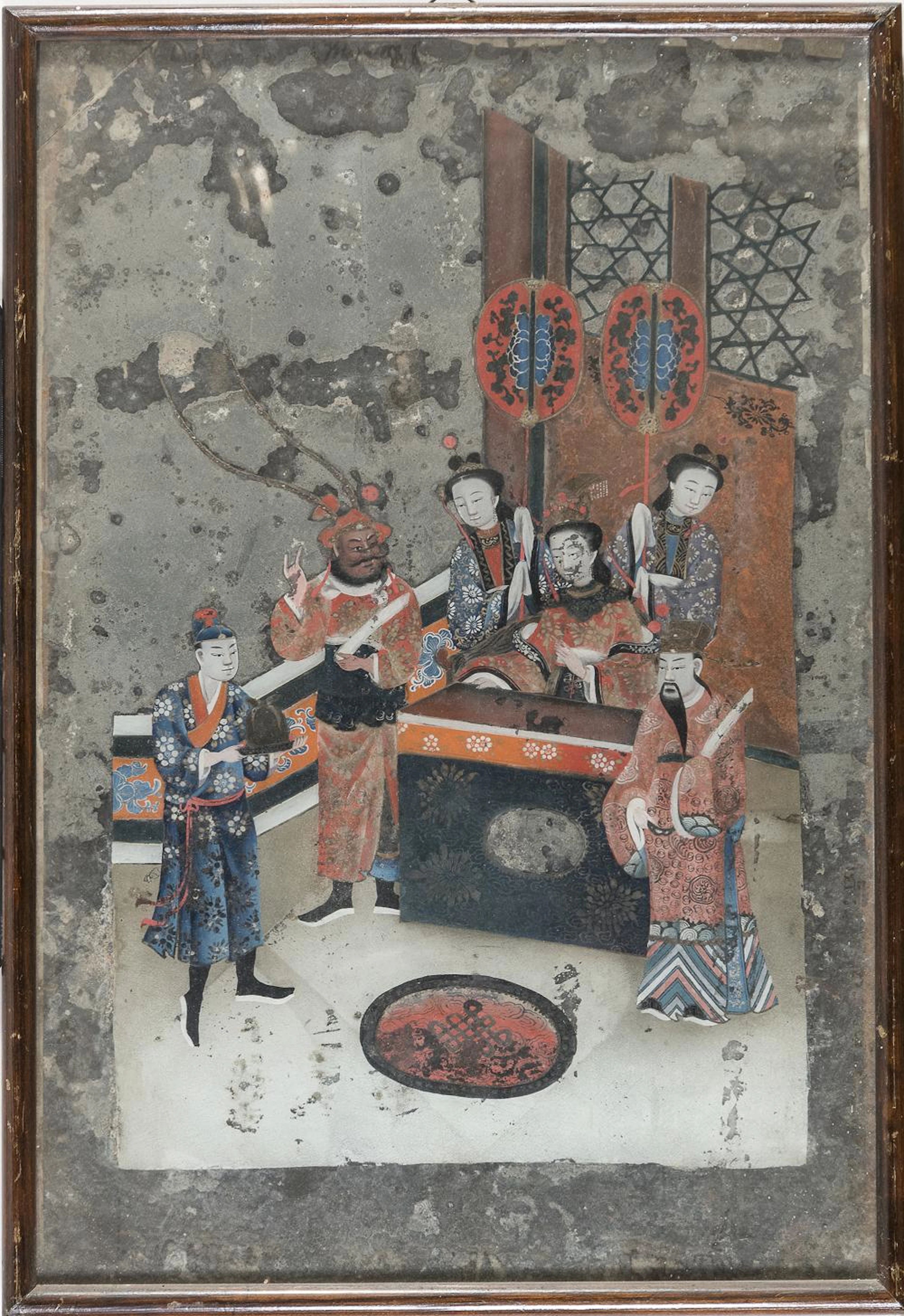 CHINESE SCHOOL 19TH CENTURY. PAINTING ON PAPER APPLIED ON GLASS.