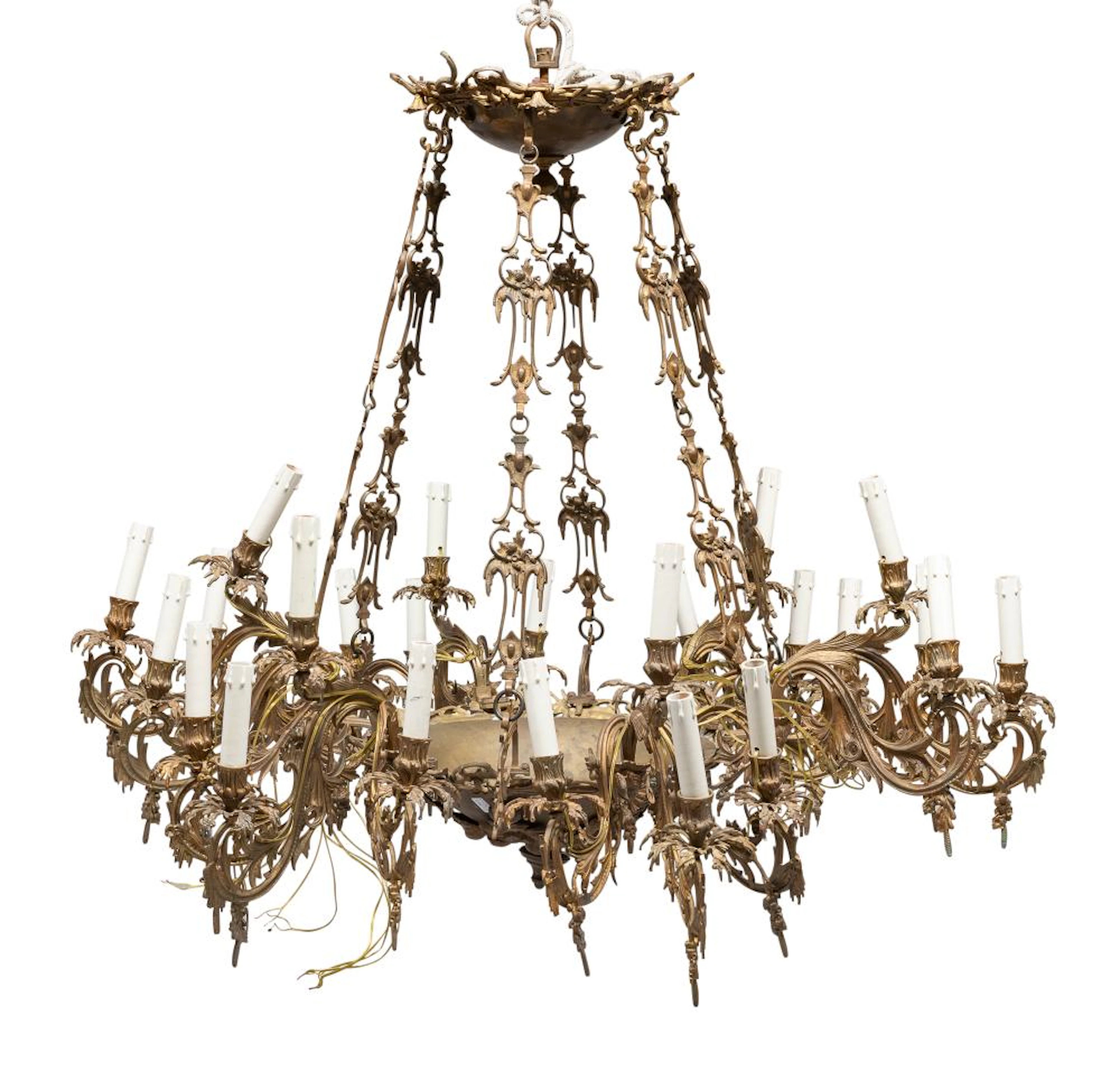 BEAUTIFUL BRASS AND BRONZE CHANDELIER, 19th CENTURY
