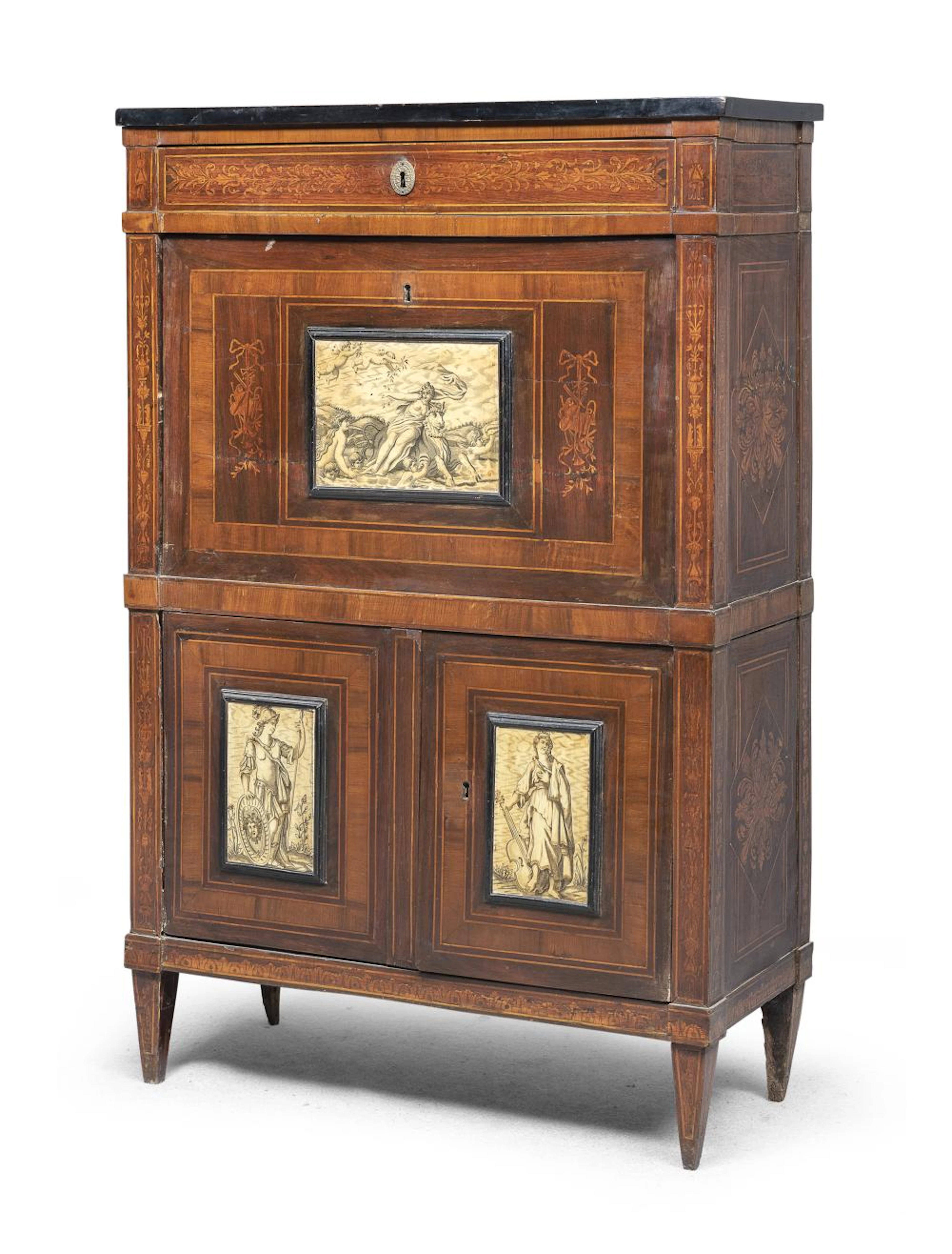 RARE ROSEWOOD SECRETAIRE, LOMBARDY EARLY 19TH CENTURY