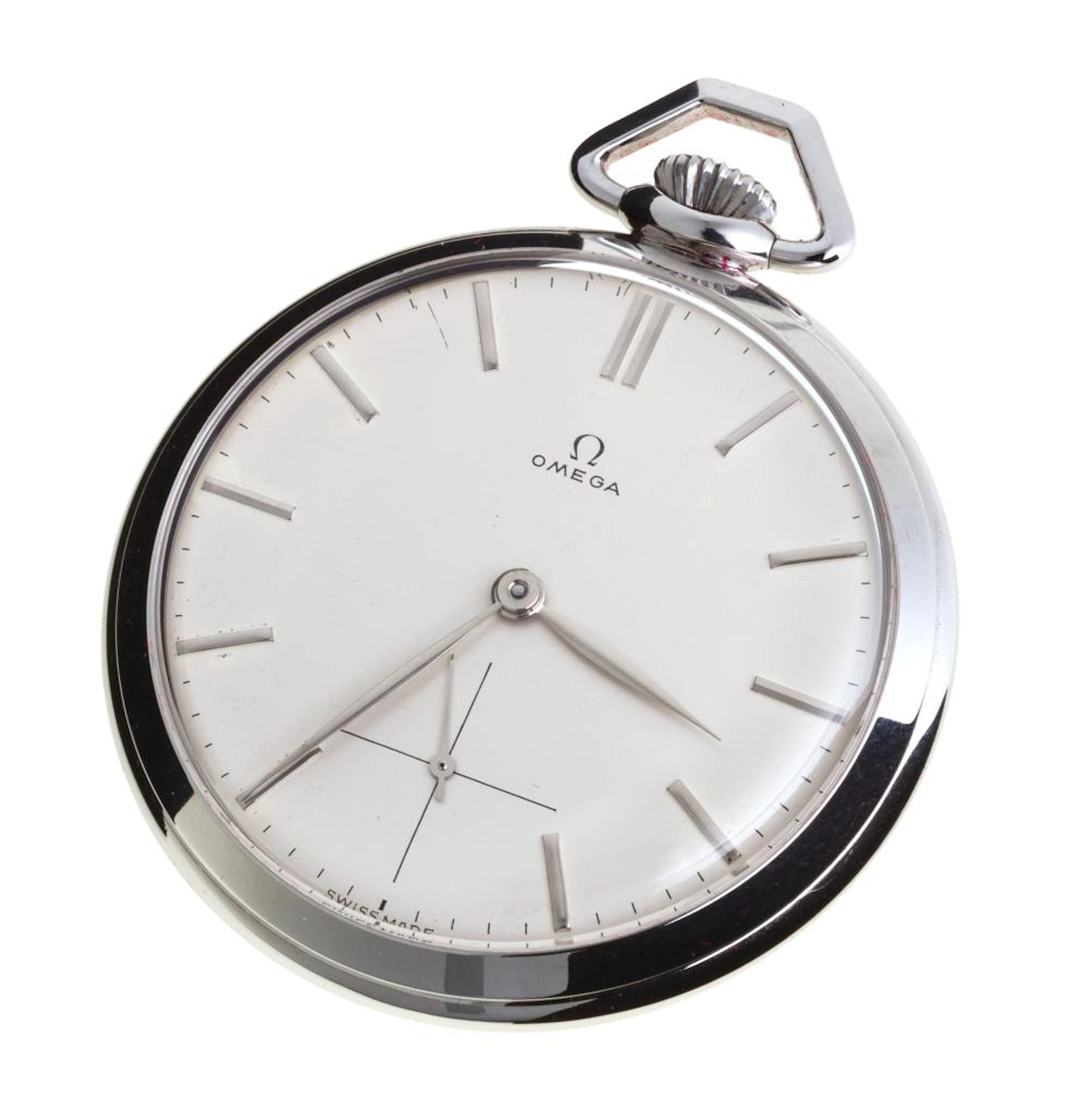 STEEL OMEGA POCKET WATCH
