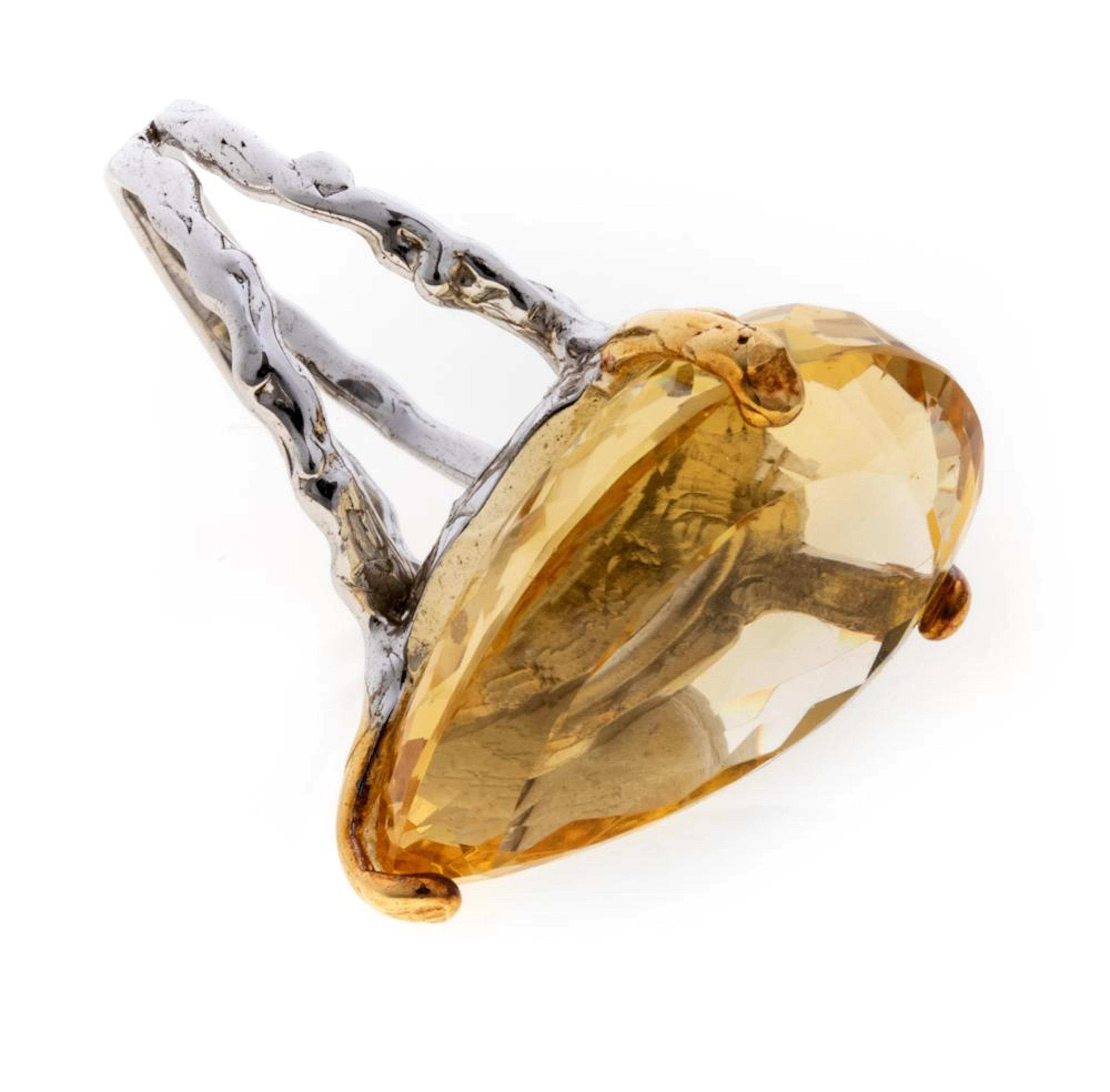 SILVER RING WITH YELLOW TOPAZ