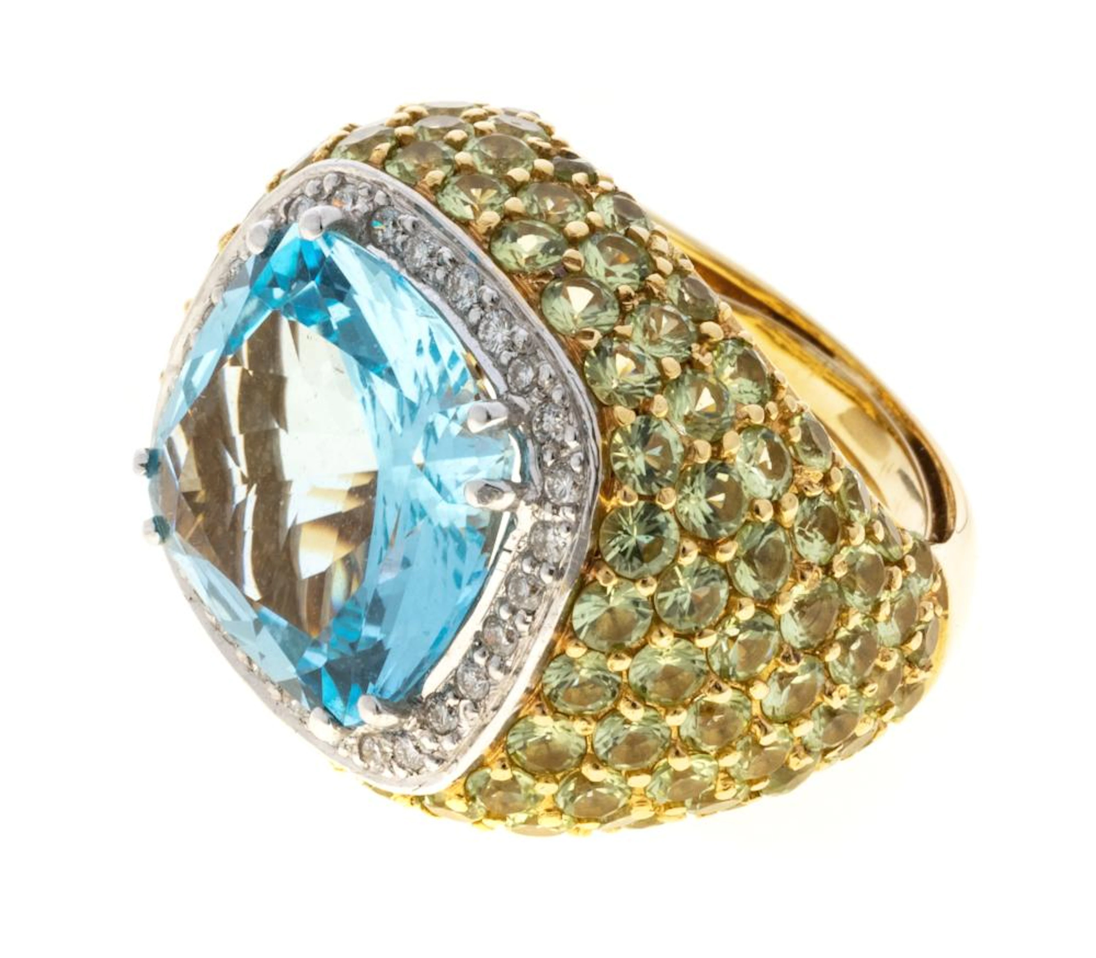 RING WITH TOPAZ PERIDOT AND DIAMONDS