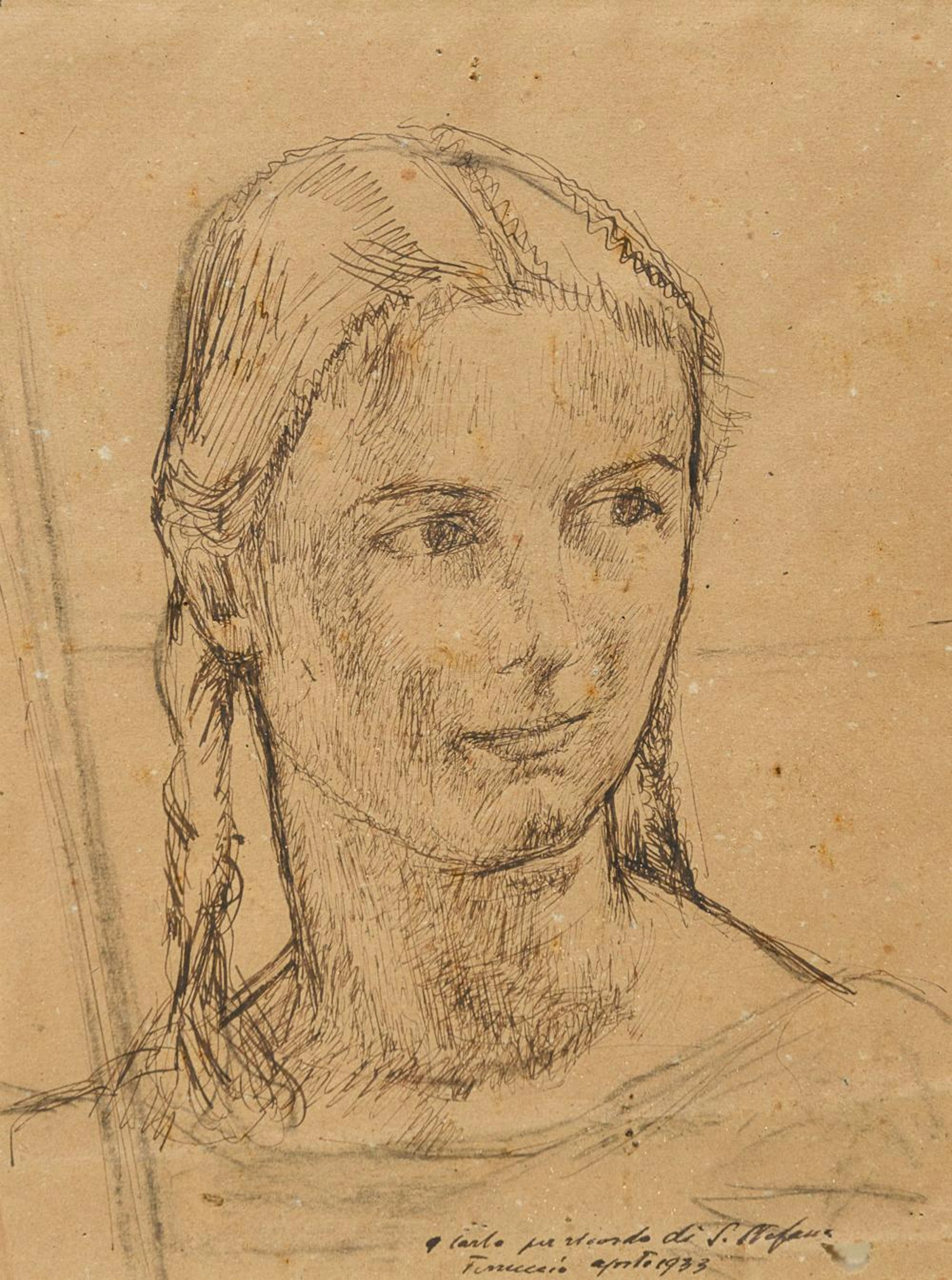 INK PORTRAIT OF FABIOLA BY FERRUCCIO FERRAZZI, 1933