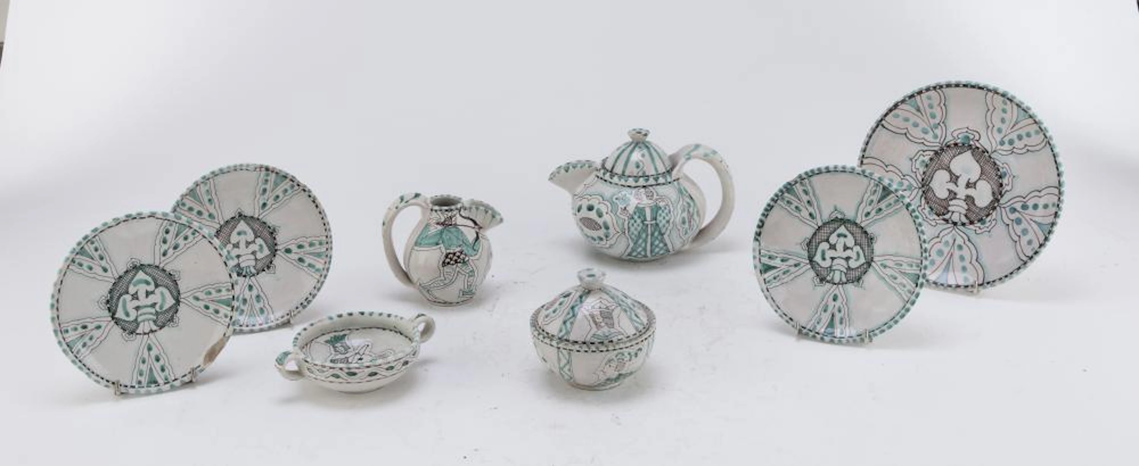 CERAMIC TEA SERVICE CIAURRO ORVIETO 20th CENTURY