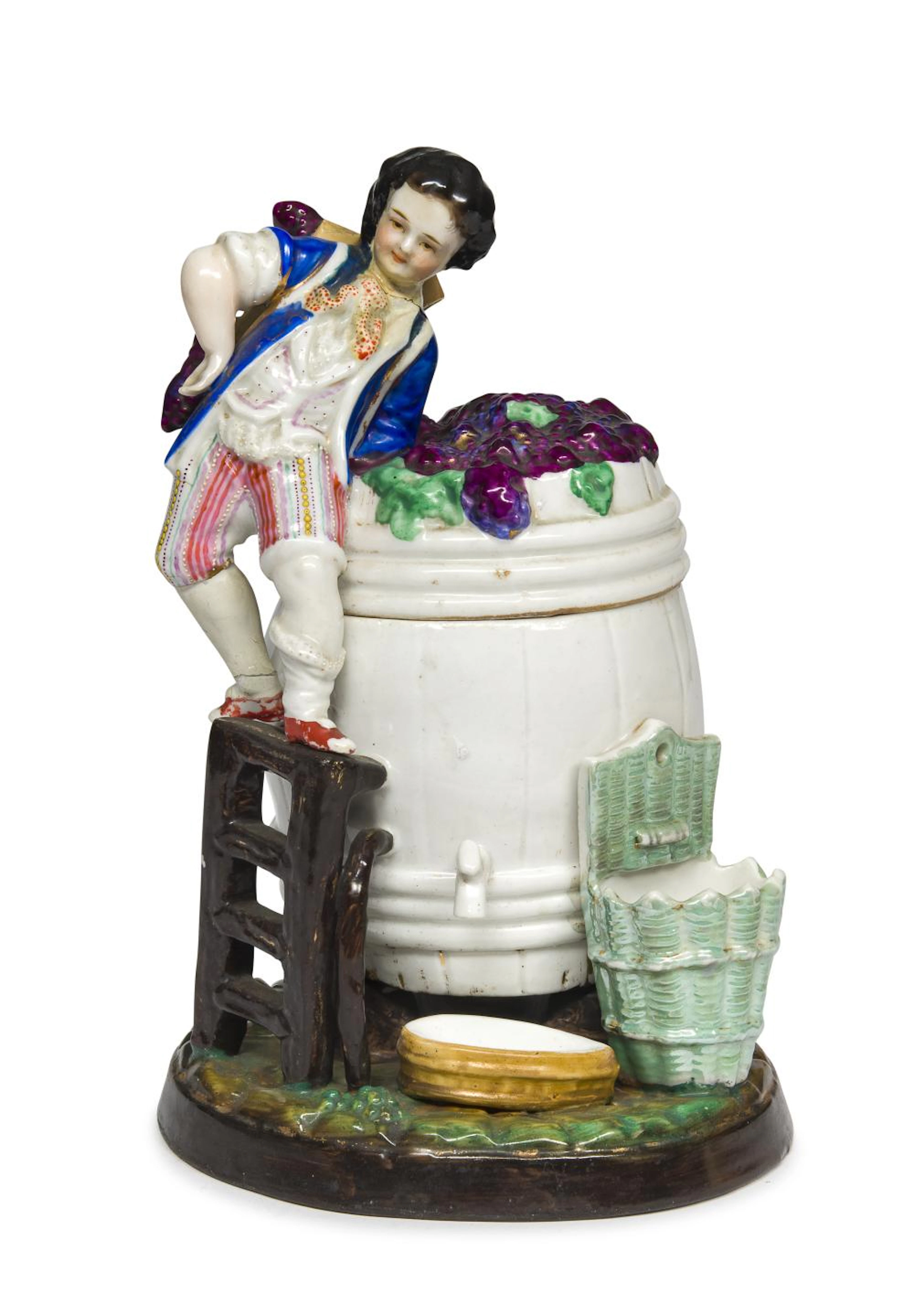 BARREL-SHAPED PORCELAIN CONTAINER LATE 19TH CENTURY