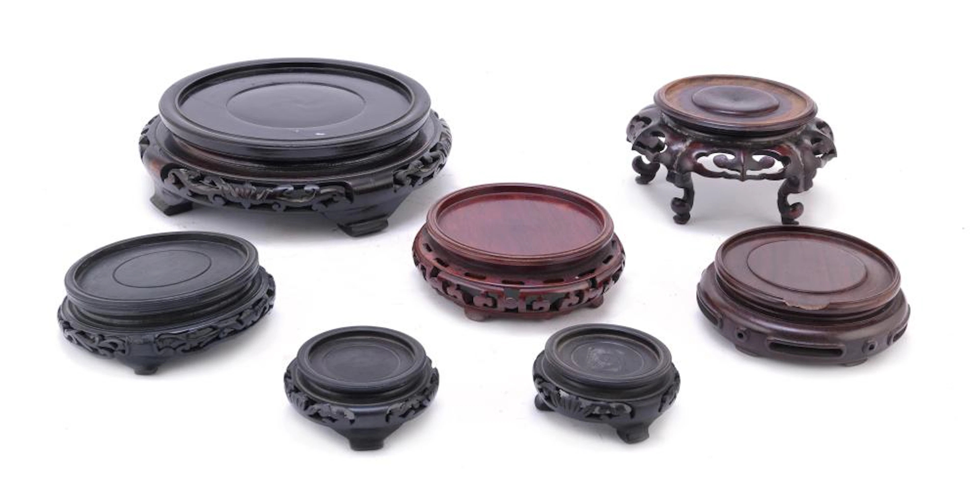 EIGHT CHINESE WOOD BASES, 20TH CENTURY
