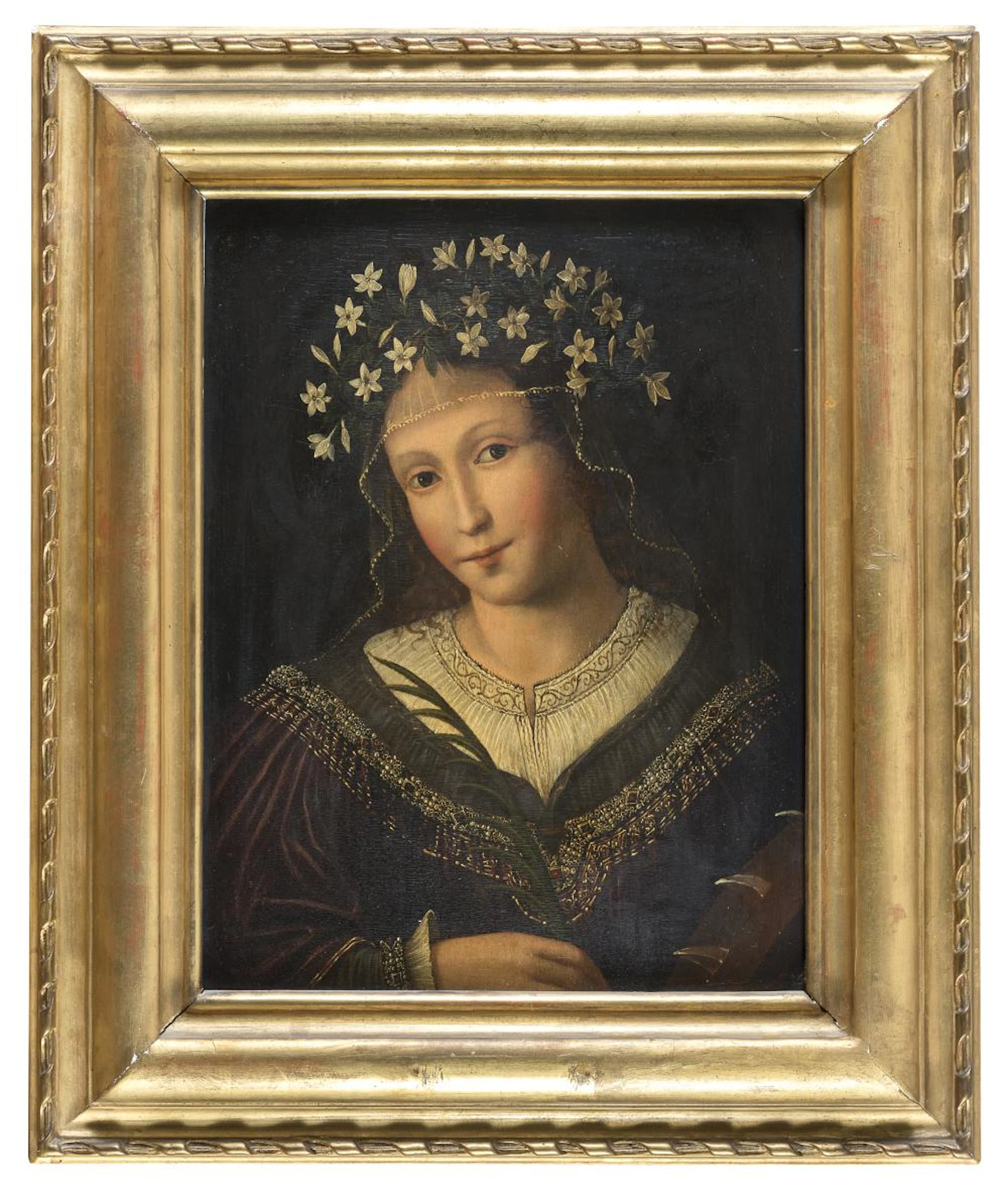 OIL PAINTING OF ST CATHERINE OF ALESSANDRIA BY FOLLOWER...