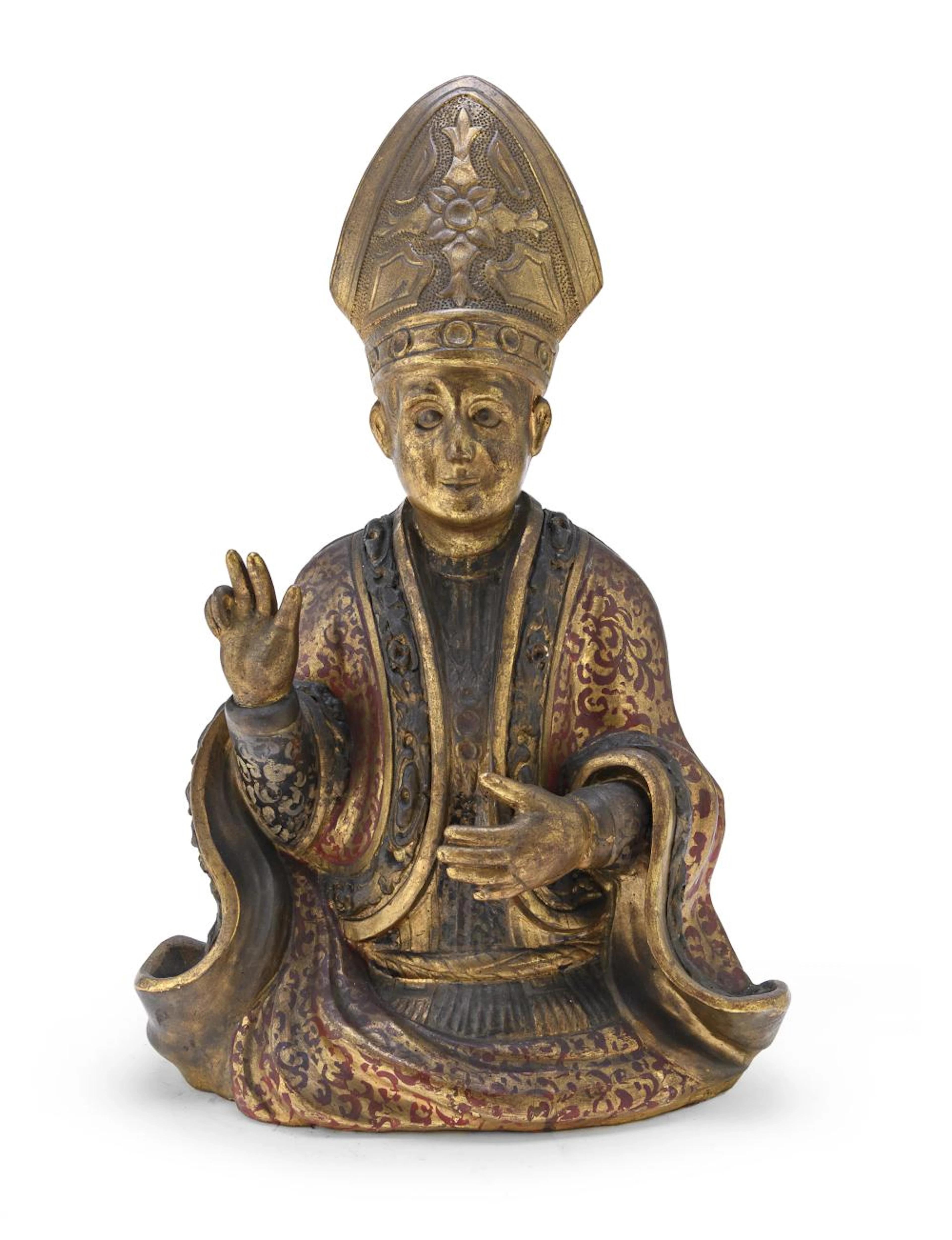 WOODEN BUST OF SAN GENNARO, NAPLES 18TH CENTURY