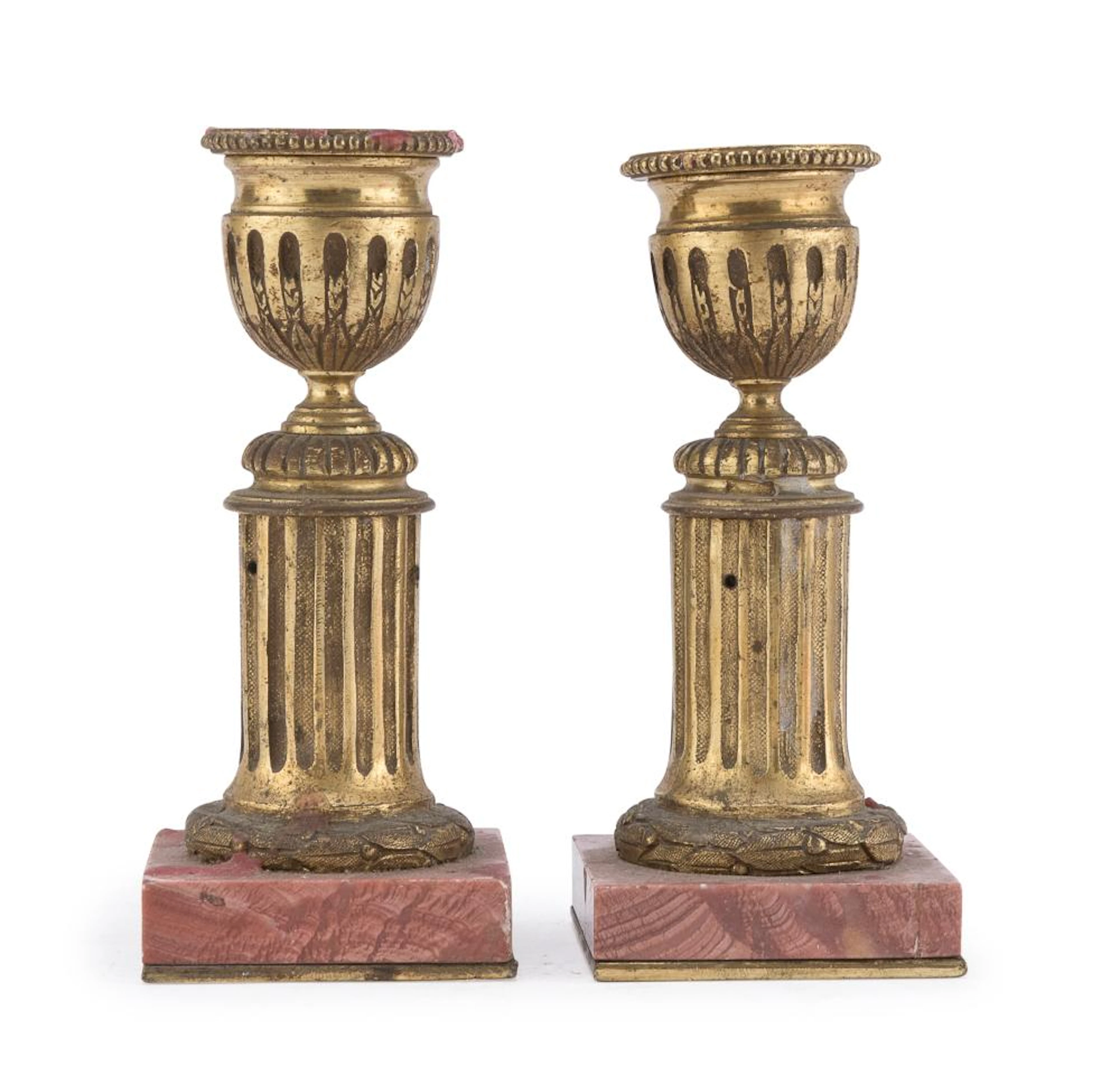 PAIR OF BRONZE CANDLESTICKS, END OF THE LOUIS XVI PERIOD
