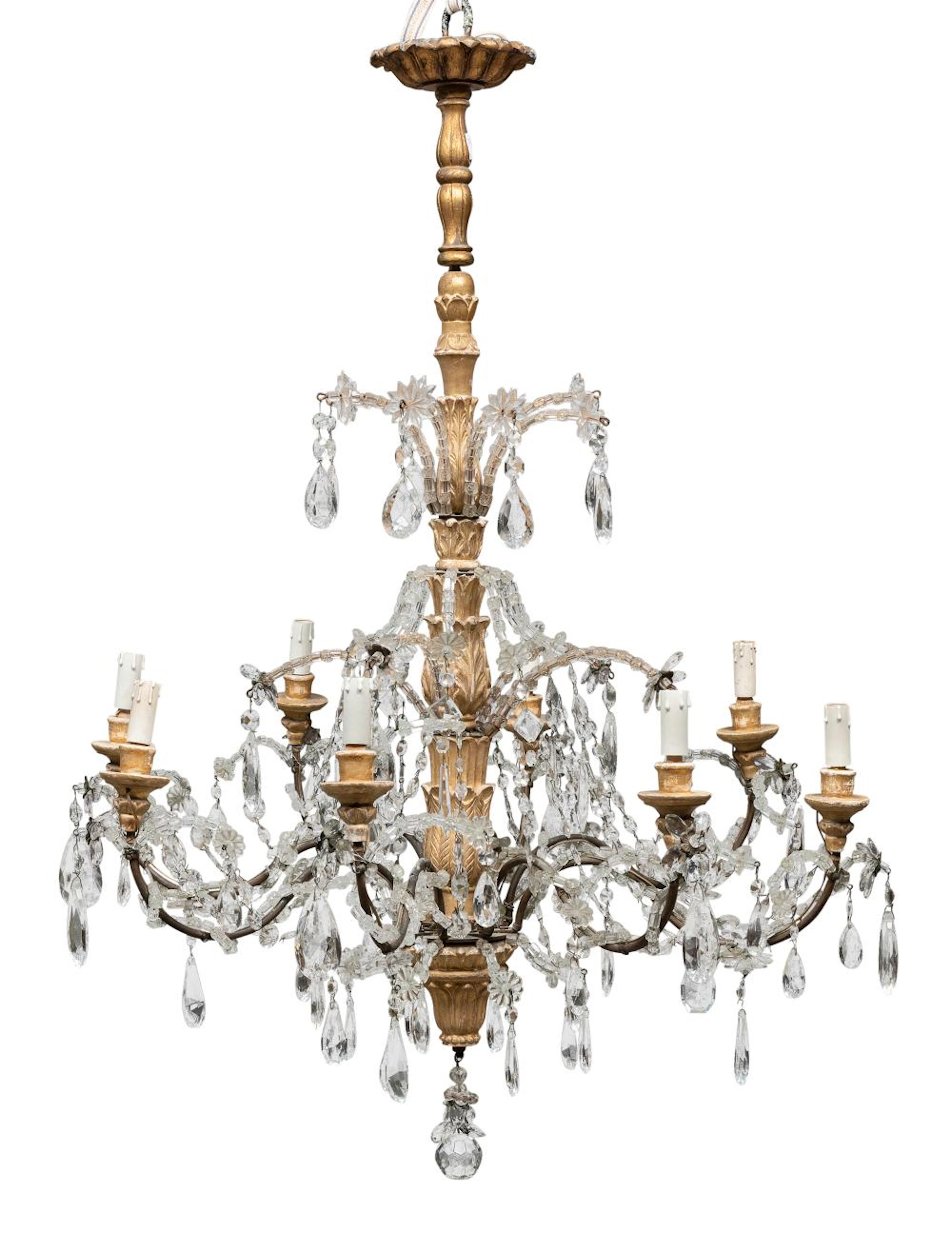 CHANDELIER IN GILTWOOD 19TH CENTURY
