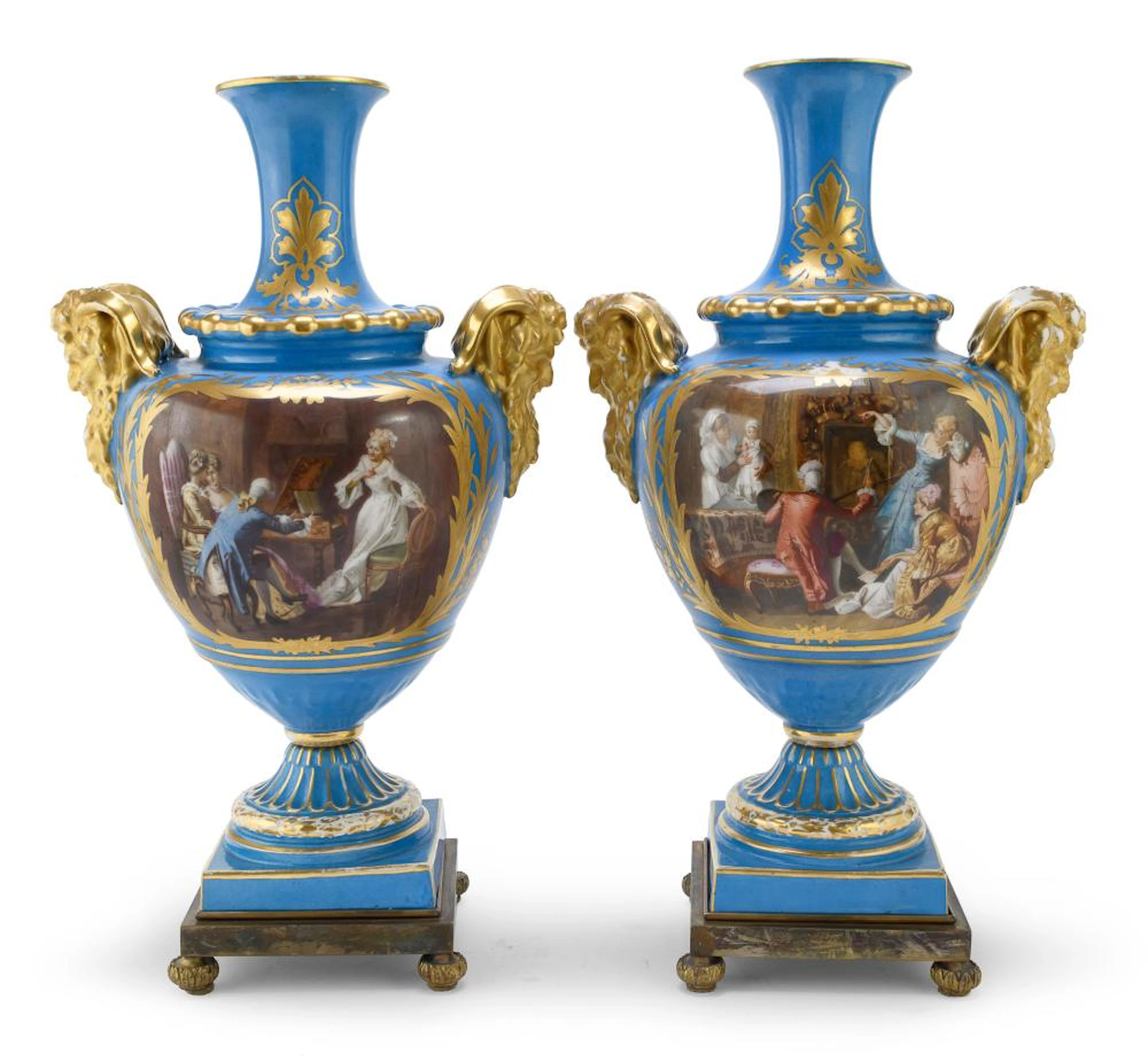 BEAUTIFUL PAIR OF PORCELAIN VASES, SEVRES 19TH CENTURY