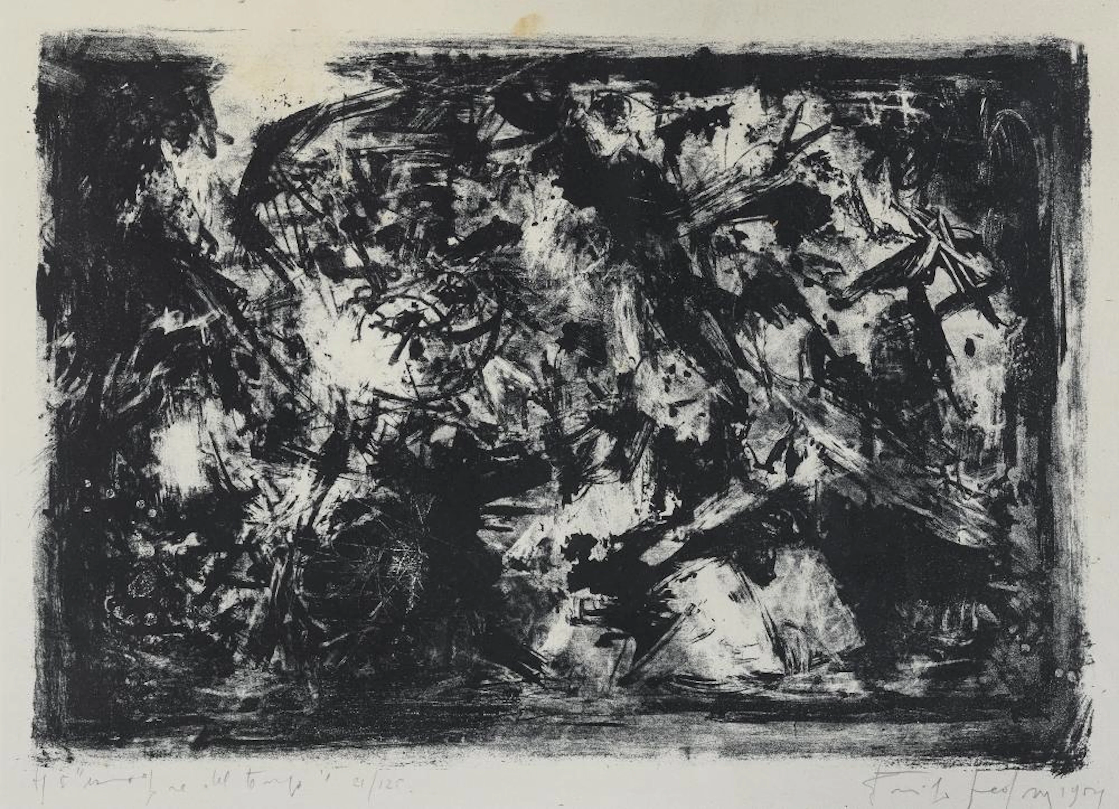 LITHOGRAPH WITH DEDICATION BY EMILIO VEDOVA, 1959
