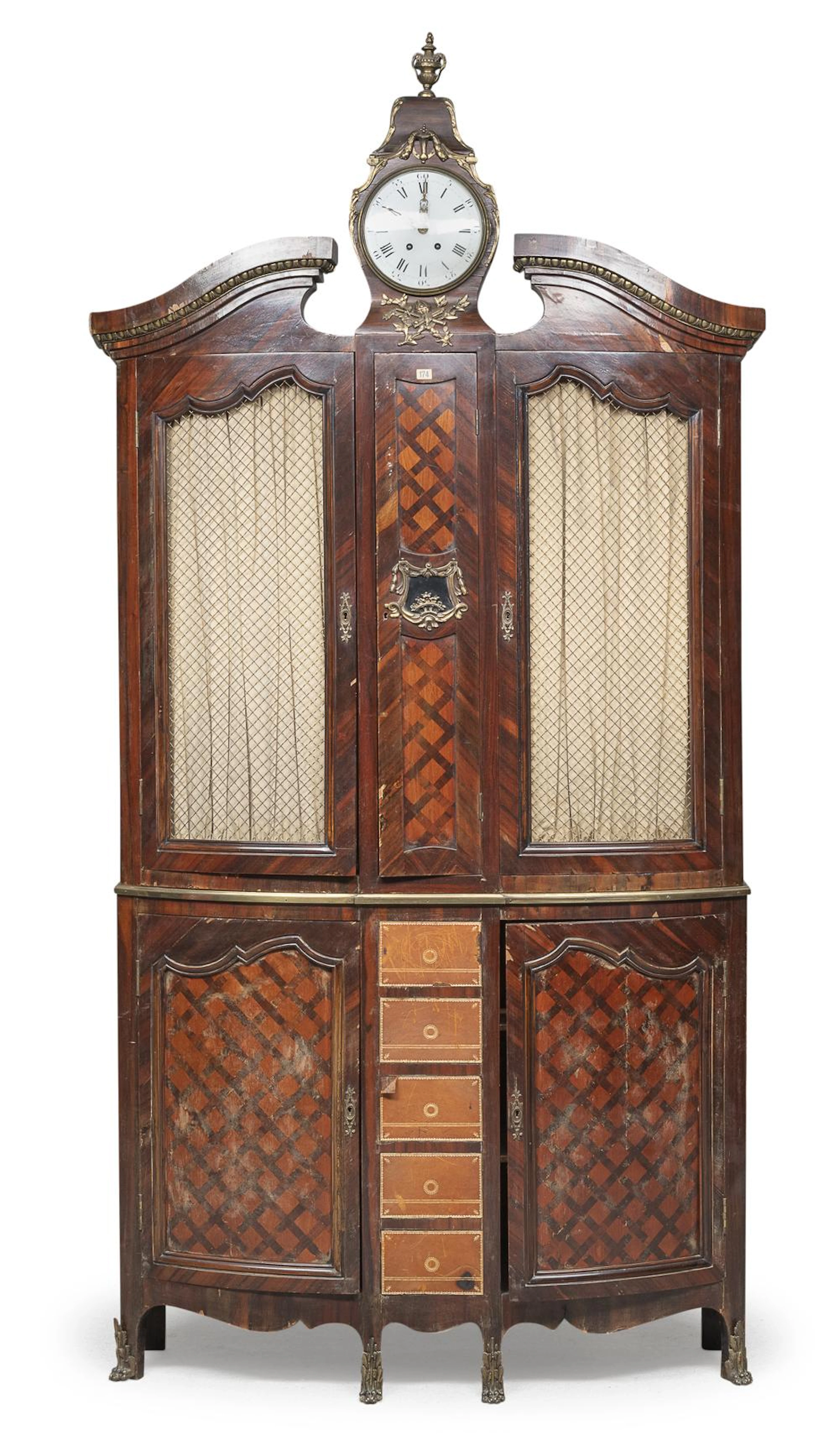 RARE BOOKCASE WITH REGULATOR CLOCK, FRANCE 18TH CENTURY