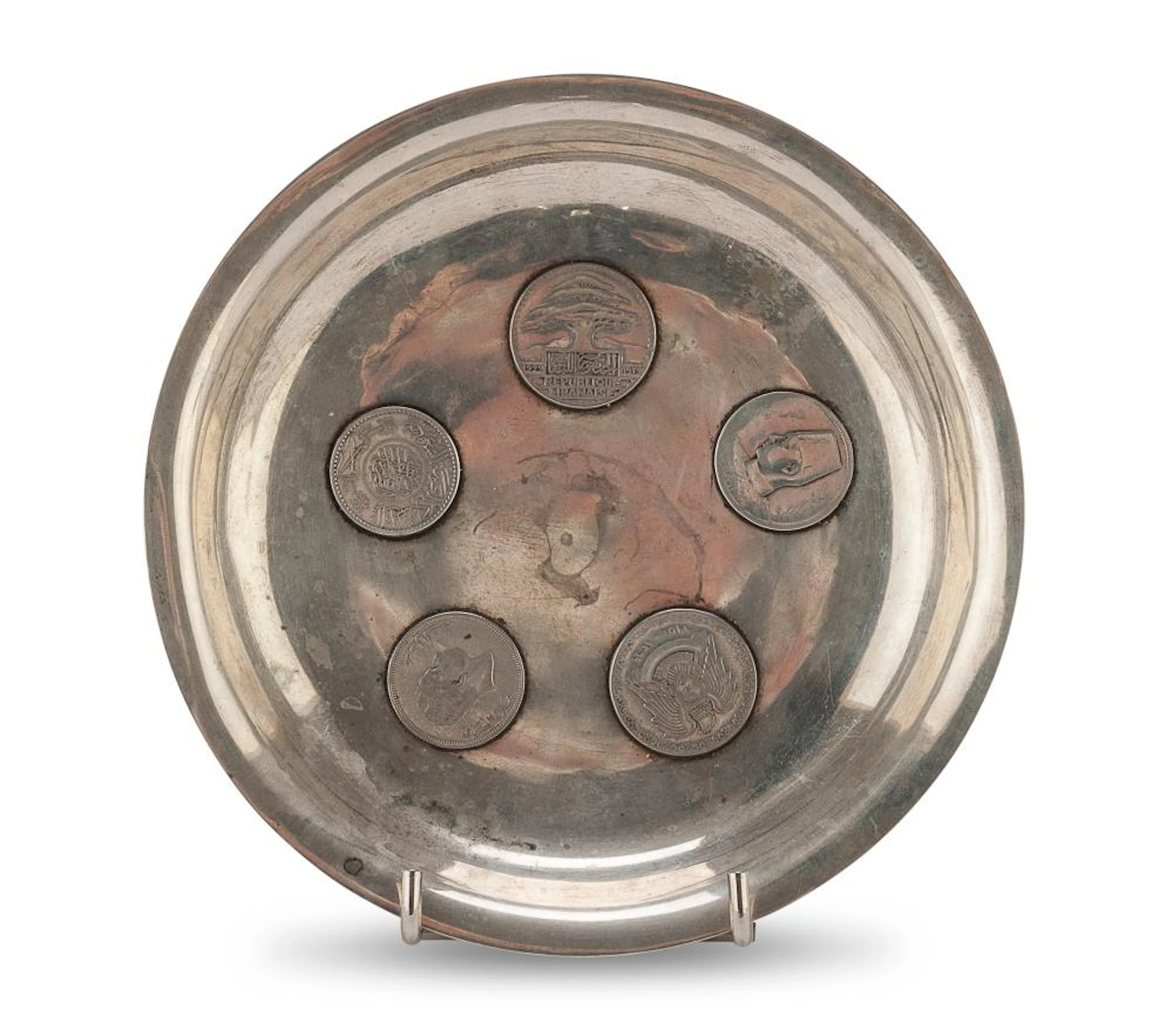 SAUCER IN SILVER - LEBANESE REPUBLIC EARLY 20TH CENTURY