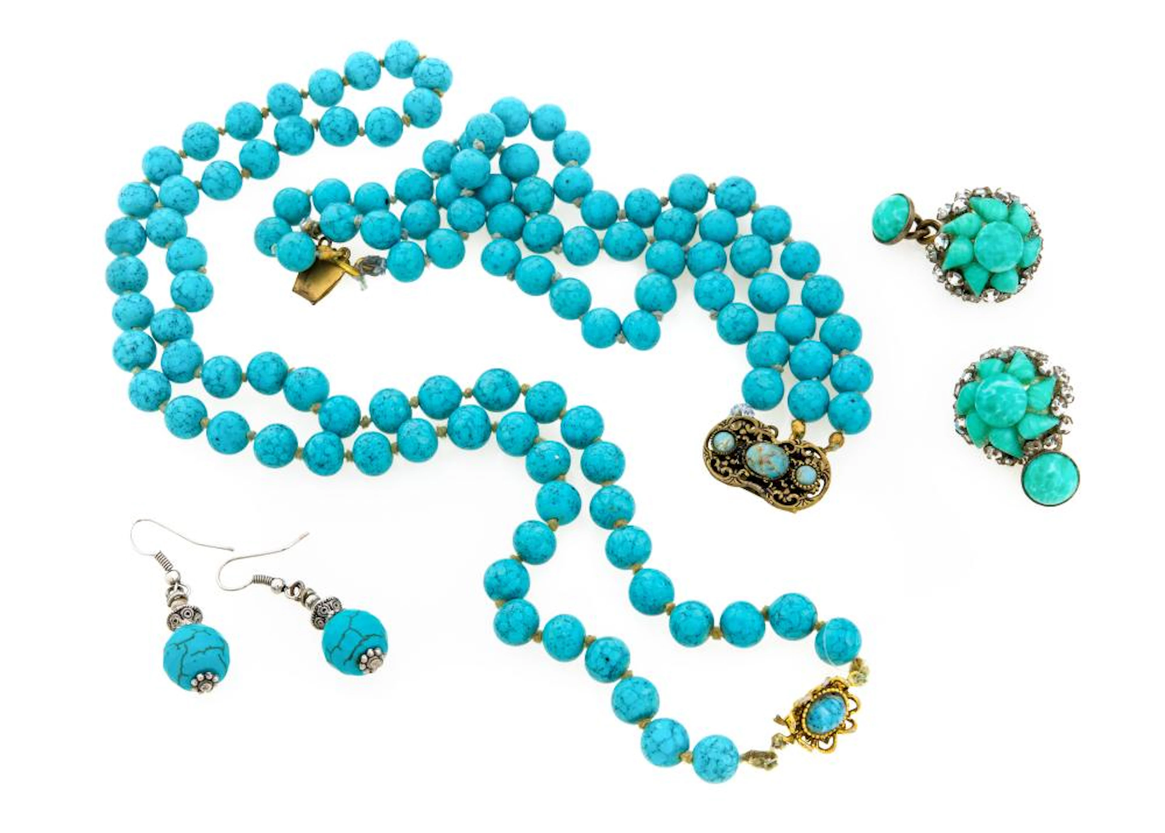 PARURE OF NECKLACE - BRACELET - EARRINGS AND CUFFLINKS - LIBERTY PERIOD