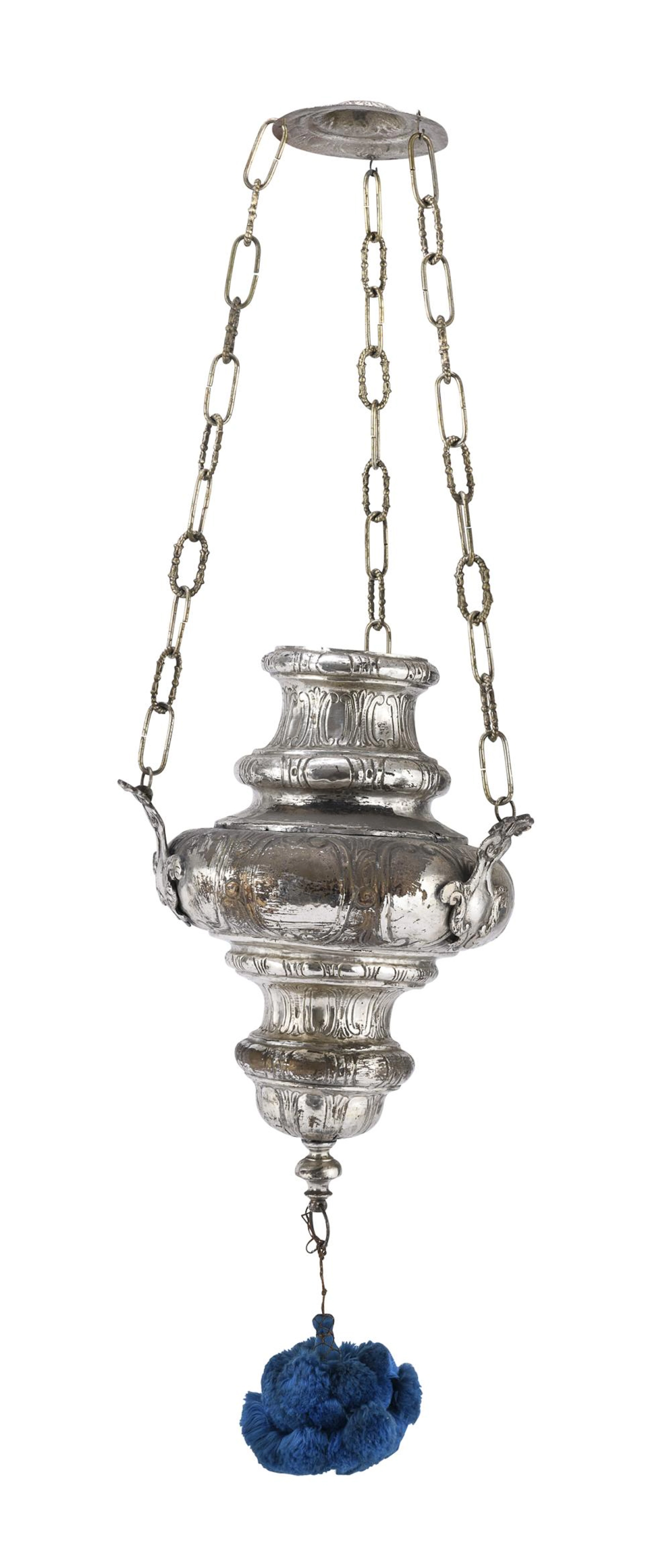 SILVER-PLATED HANGING CENSER, 18TH CENTURY