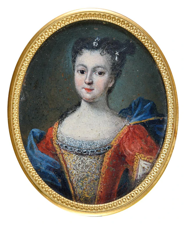ITALIAN OIL MINIATURE OF NOBLEWOMAN 18TH CENTURY