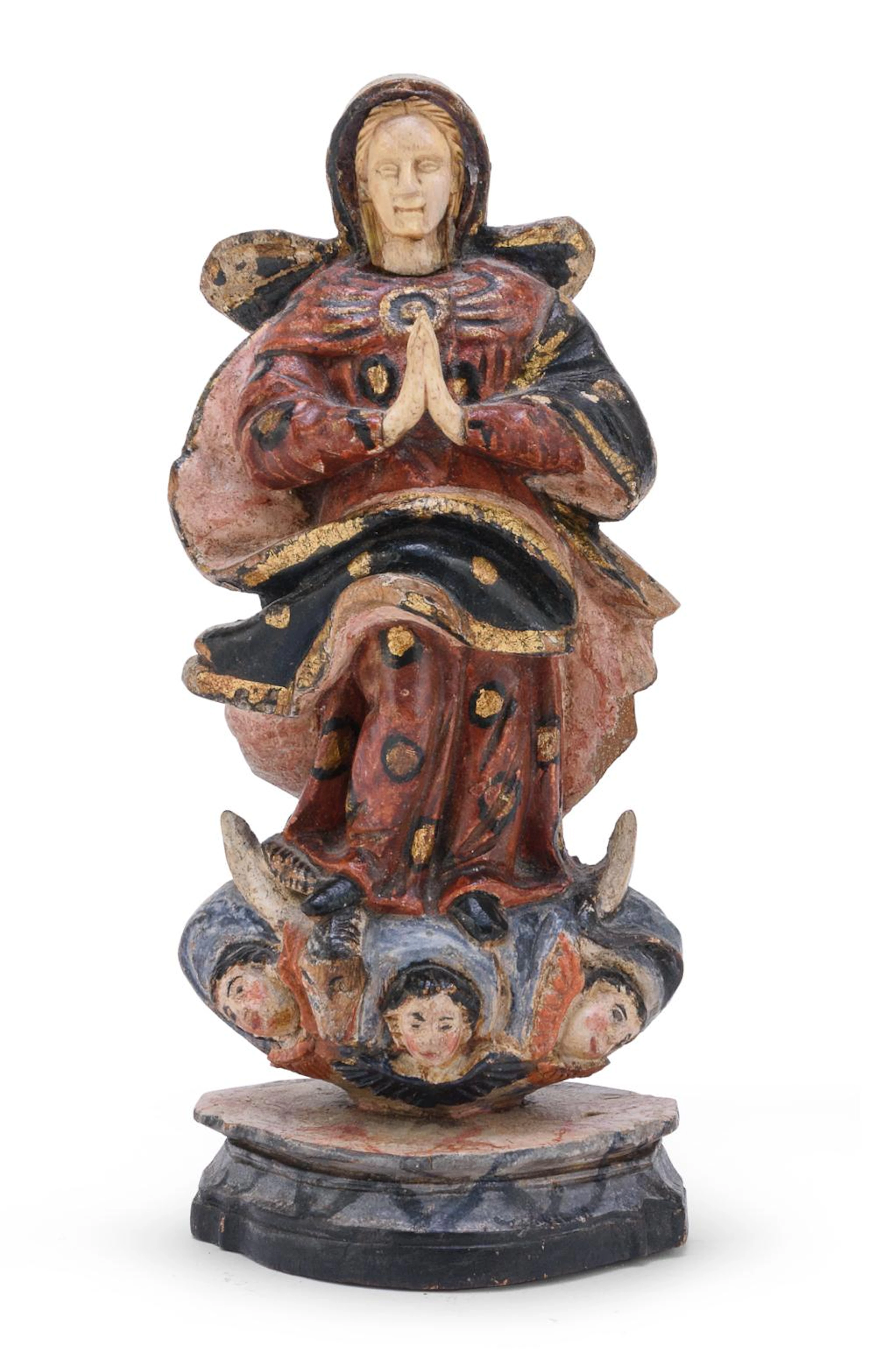 VIRGIN SCULPTURE IN WOOD AND IVORY, PROBABLY SPAIN LATE 18TH CENTURY