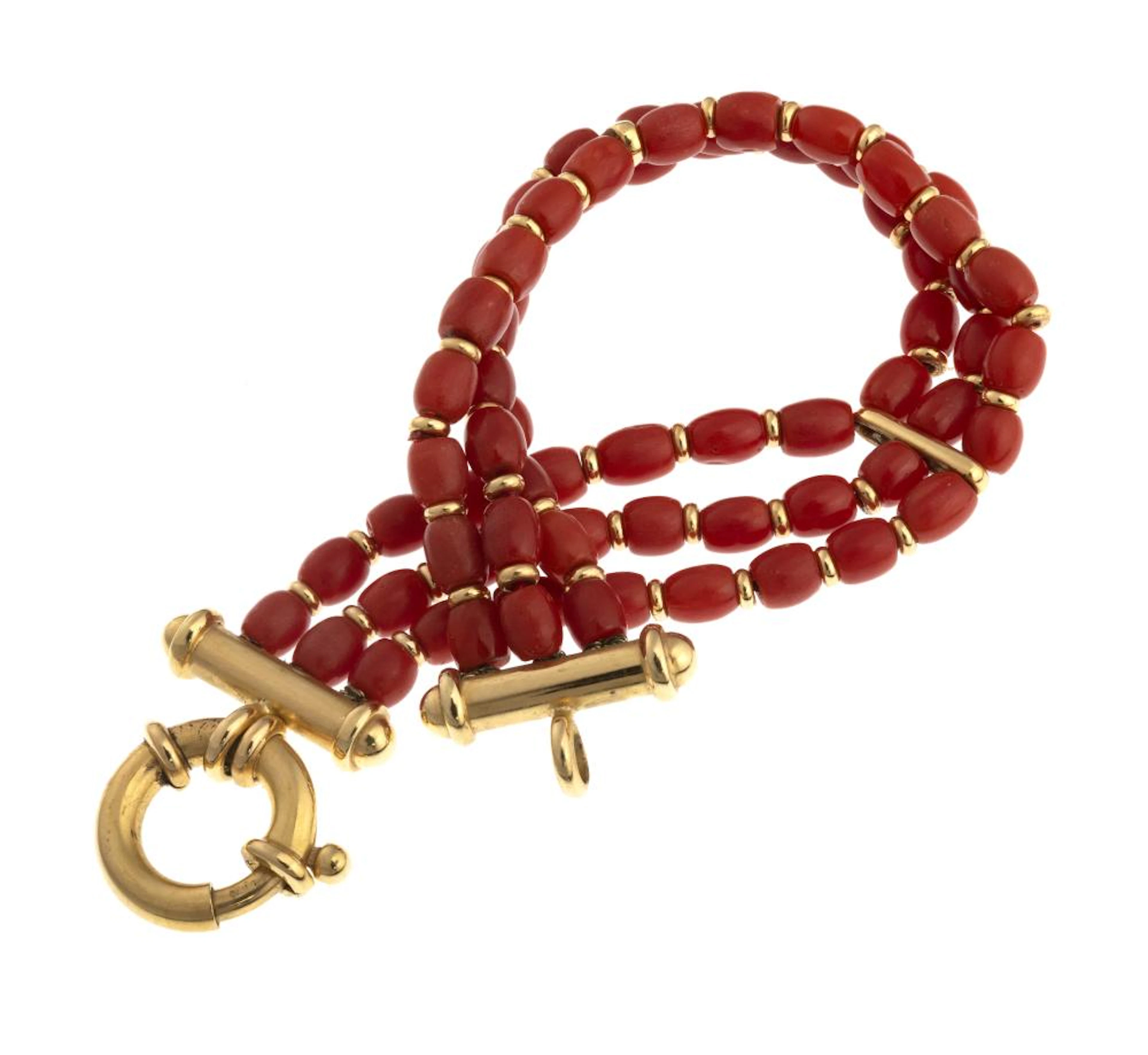THREE STRAND CORAL BRACELET