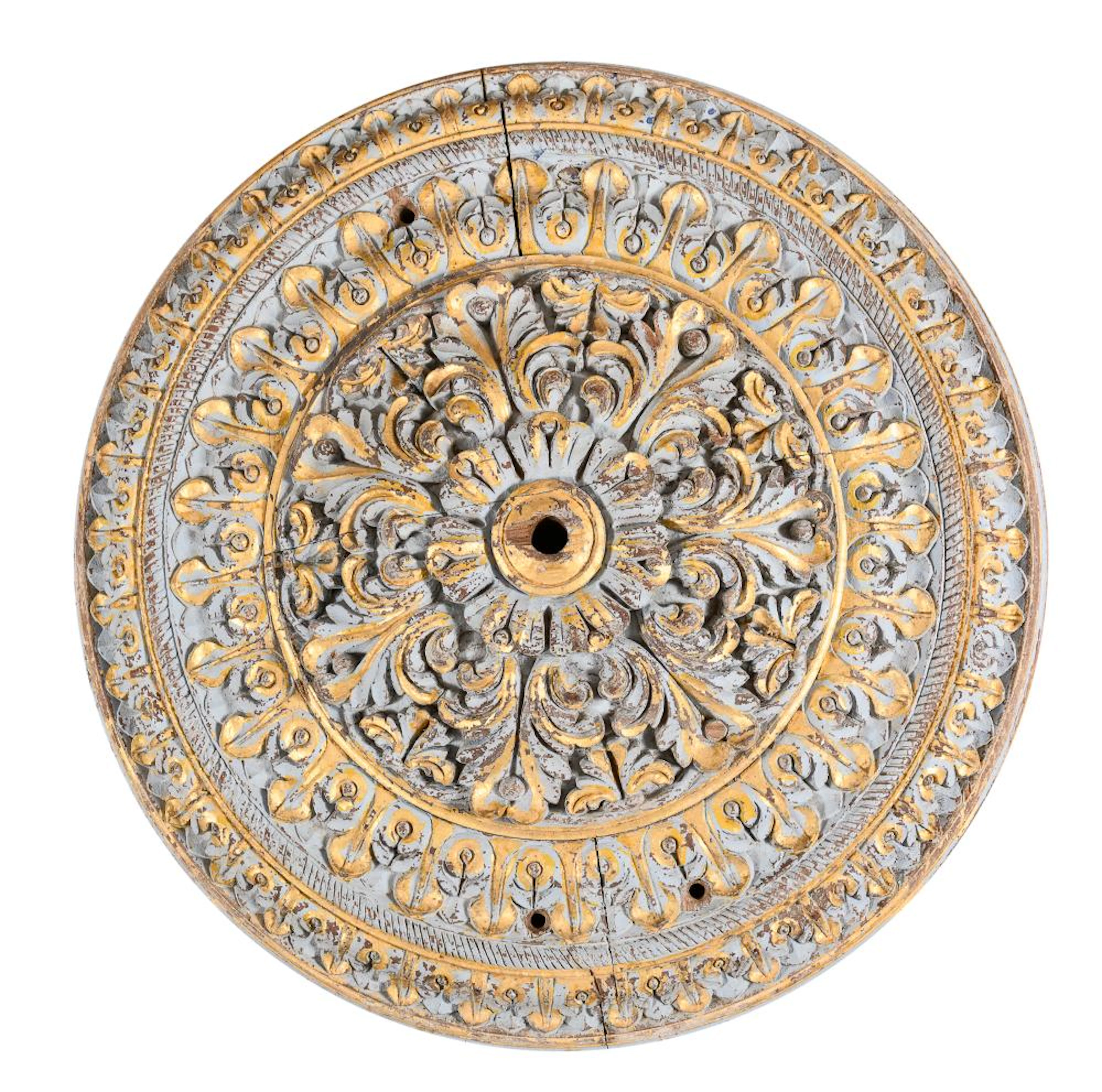 CEILING ROSE IN LACQUERED WOOD, 19TH CENTURY