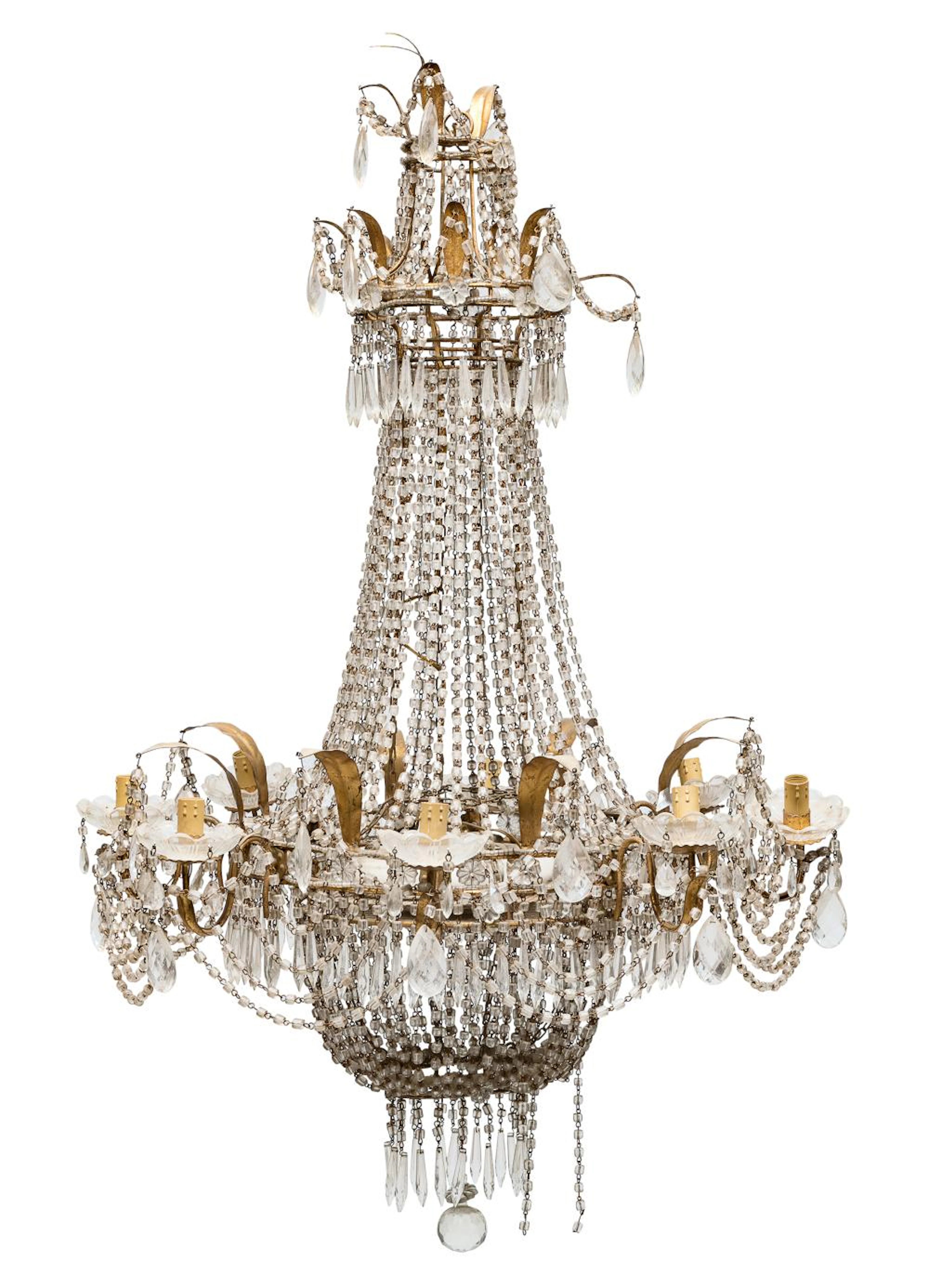 GILT METAL BELL CHANDELIER, EARLY 19TH CENTURY