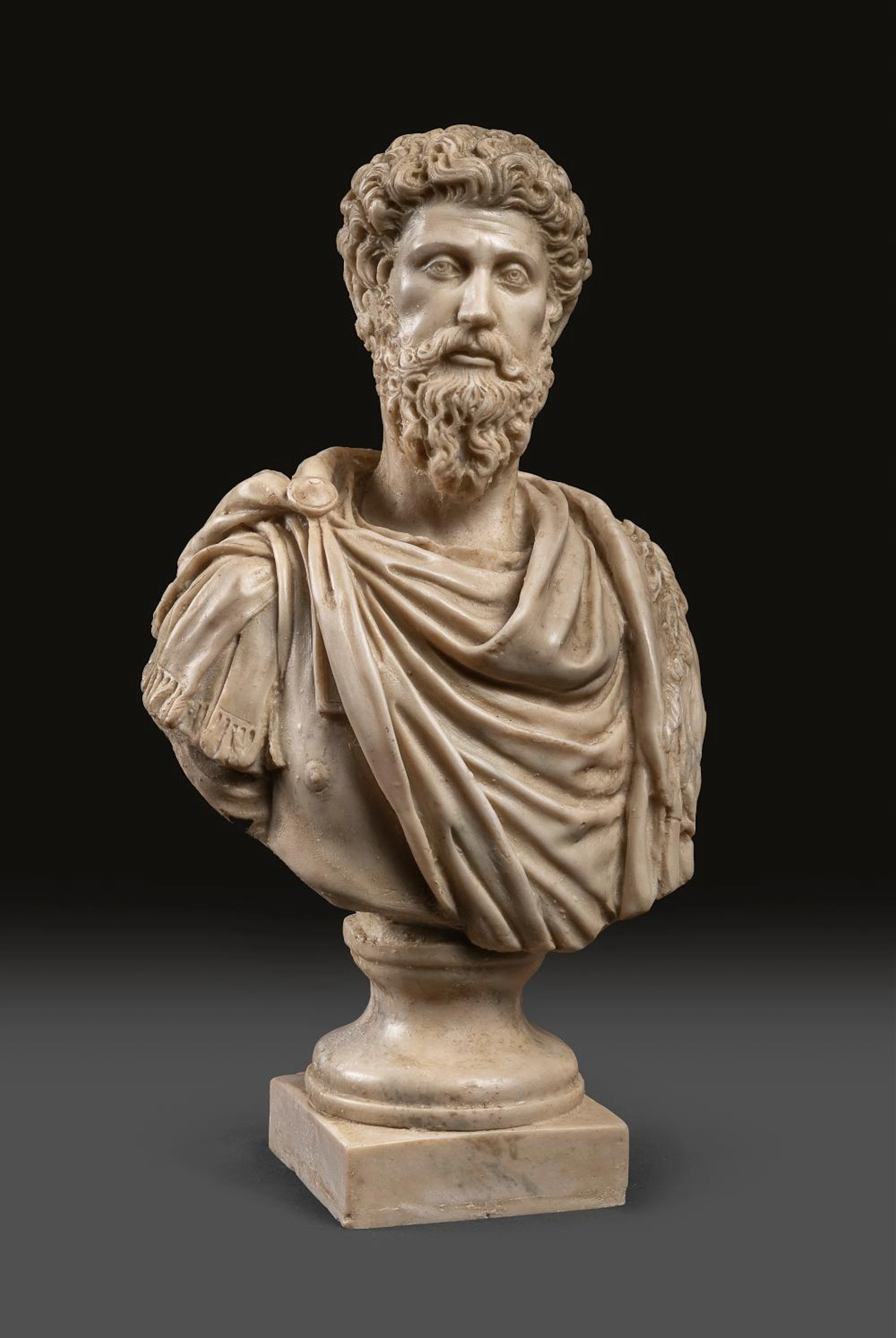 MARBLE DUST BUST OF MARCUS AURELIUS, EARLY 20TH CENTURY