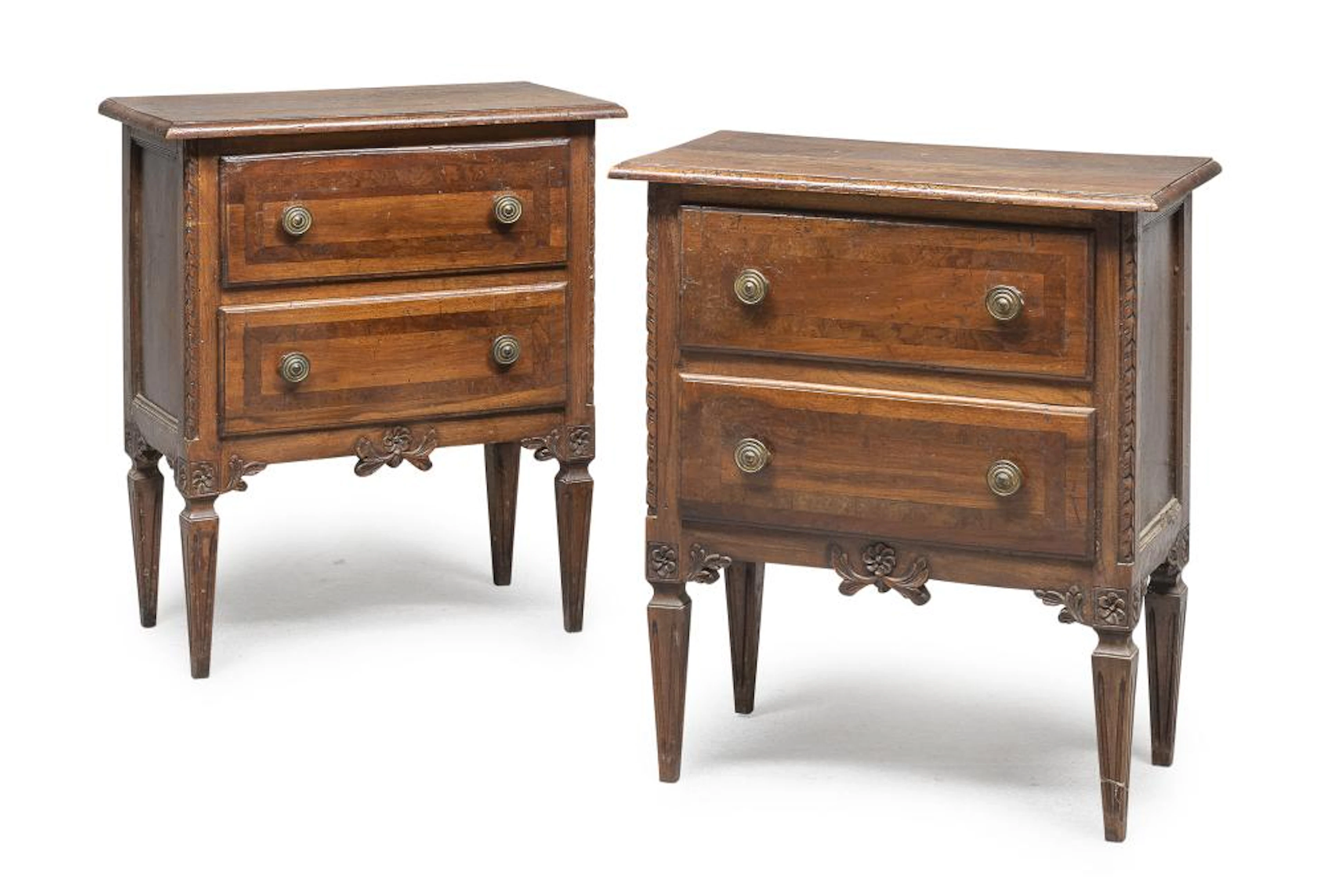 PAIR OF WALNUT BEDSIDE TABLES, 19TH CENTURY